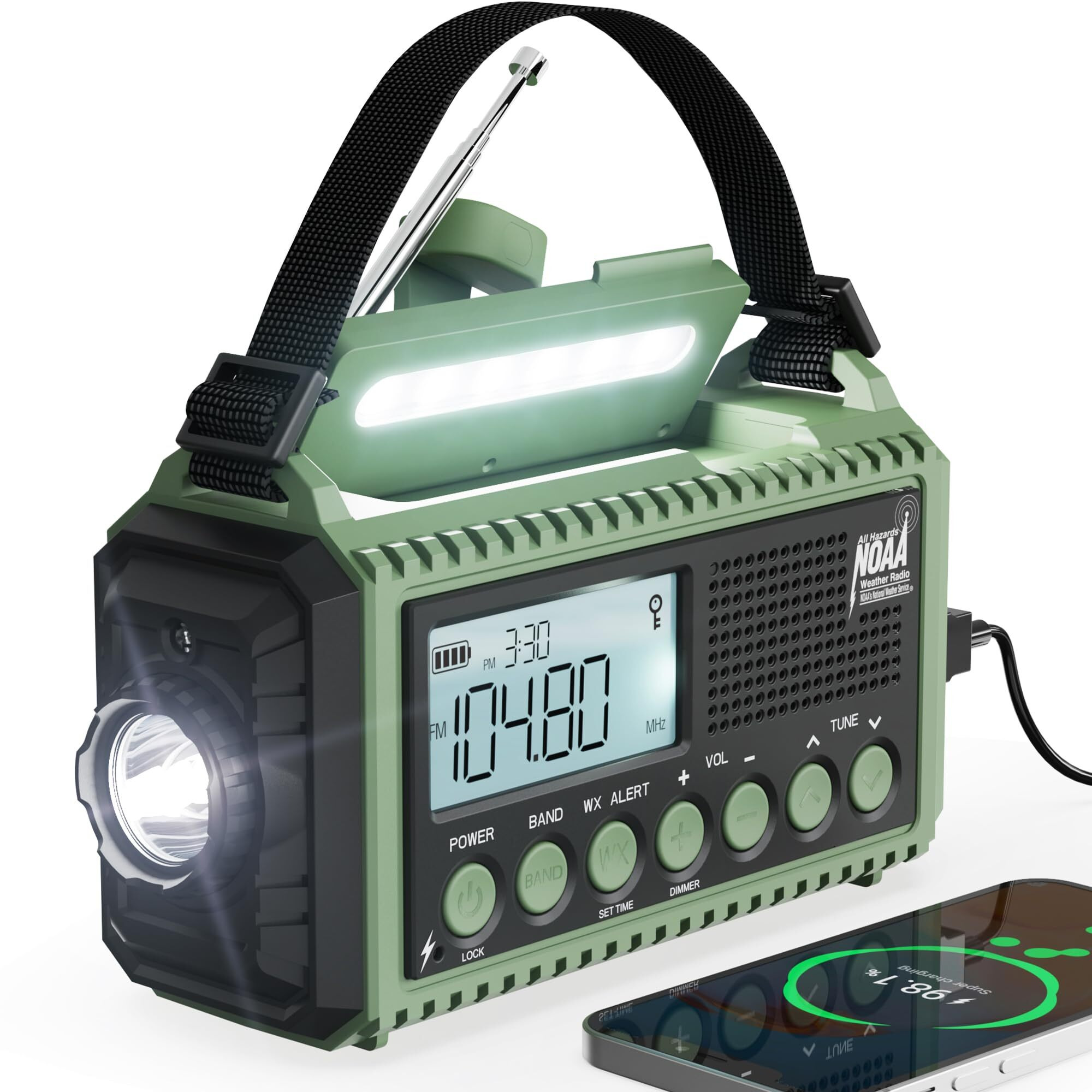12000 Emergency Radio, Noaa Weather Radio With Am/Fm/Noaa/Sw,Sos Battery Operated Radio,5 Way Powered Emergency Hand Crank Radio With Usb Charger, Flashlight, Reading Lamp, Headphone Jack For Outdoor