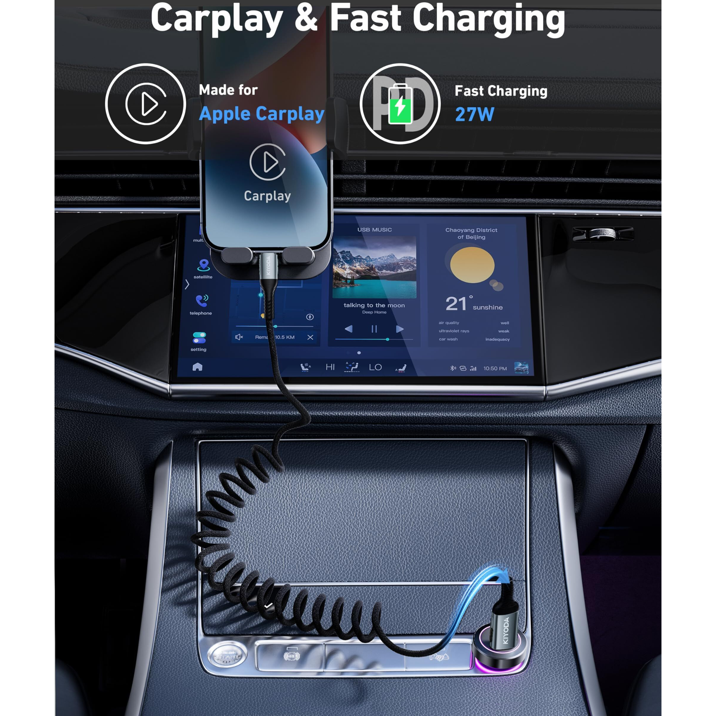 Coiled Usb C To Lightning Cable Nylon Braided Type C To Lightning Cable 3Ft For Car [Apple Mfi Certified] Iphone Charger Fast Charging Cord Compatible With Iphone 14 13 12 11 8 Pro Max Ipad - 2Pack
