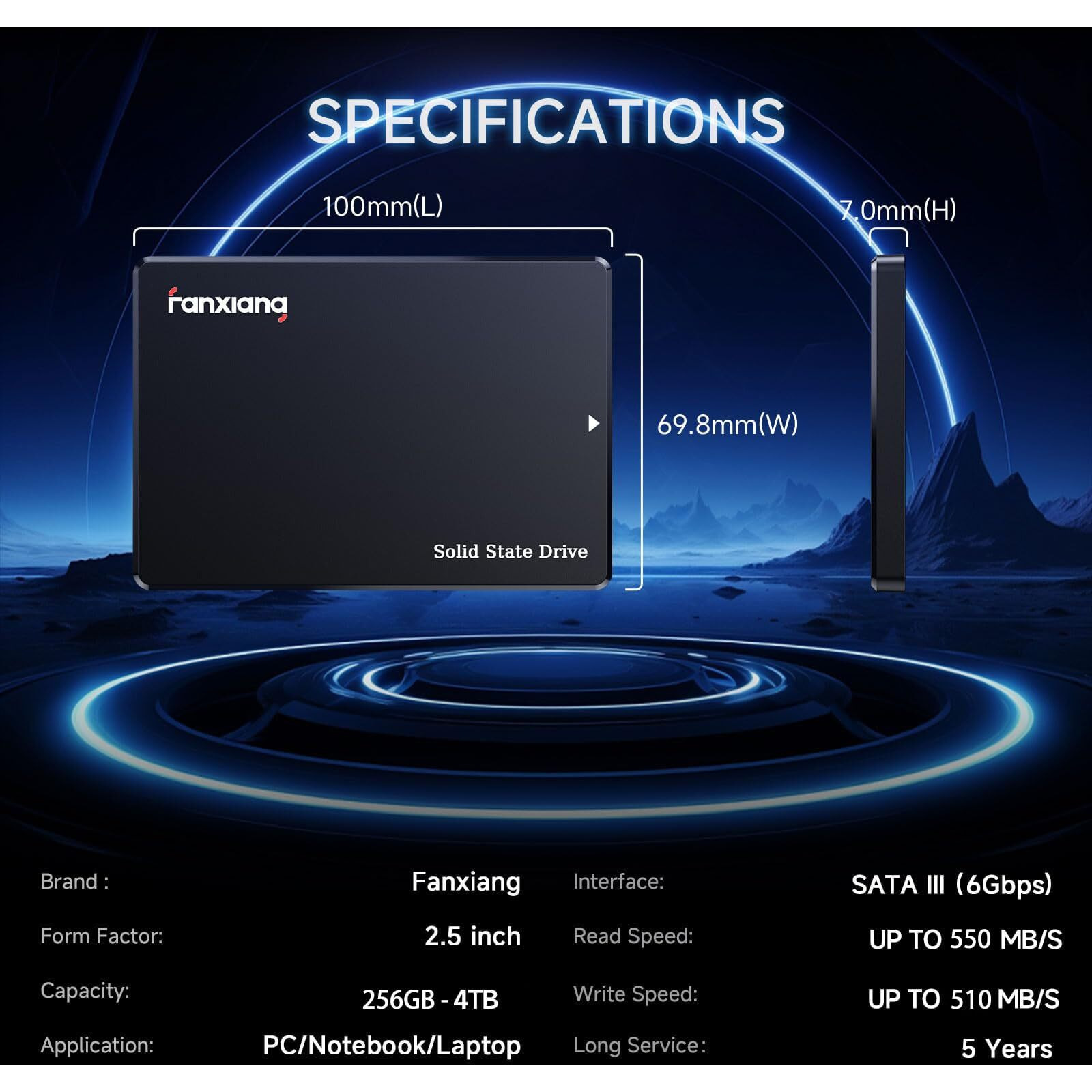 Fanxiang 1Tb Sata Ssd 2.5'' Ssd Sata Iii 6 Gb/S Internal Solid State Drive Up To 560 Mb/S 3D Nand Slc Cache For Laptop And Pc Desktop Performance Boost 7Mm(0.28"") S101Q