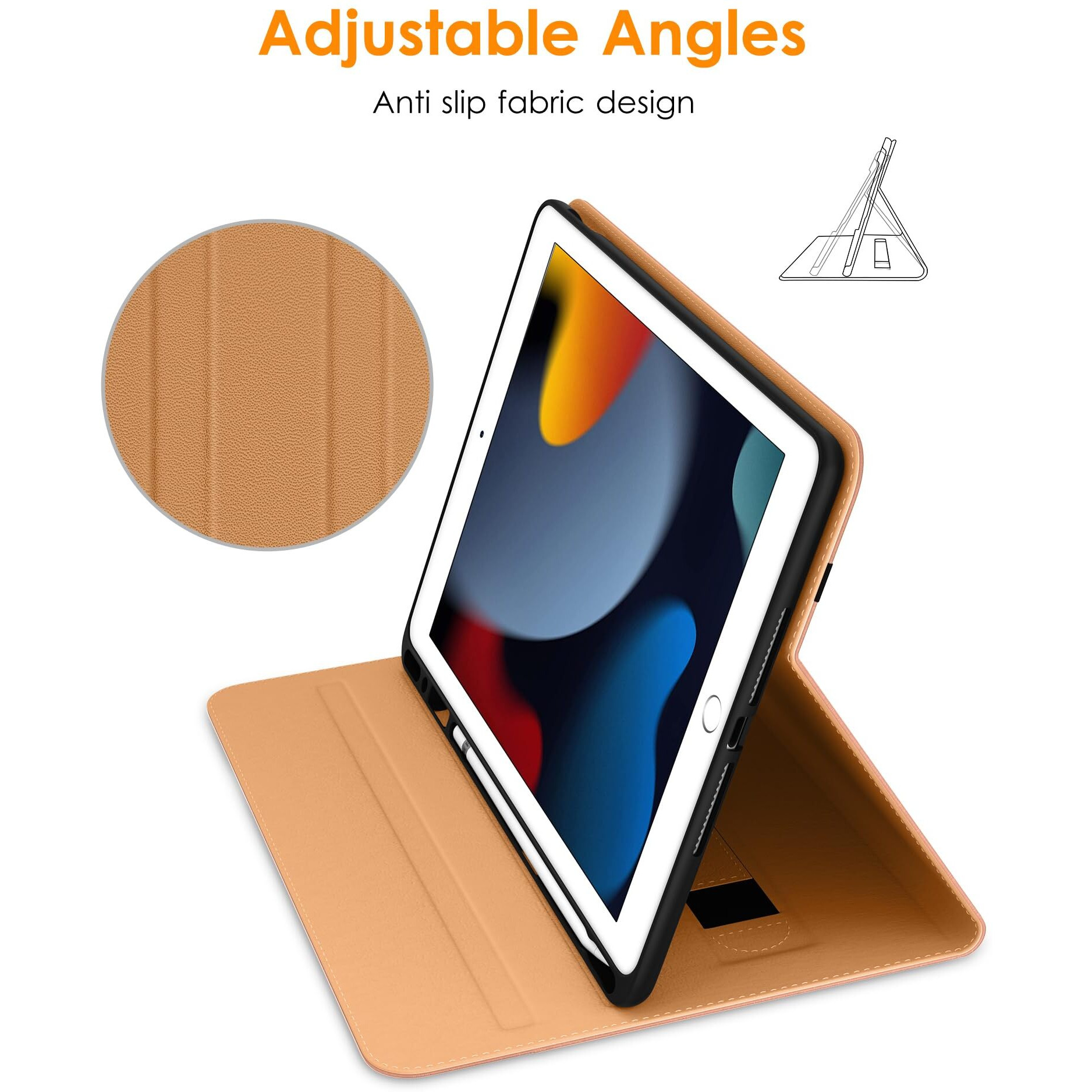 Dtto For Ipad 9Th/8Th/7Th Generation 10.2 Inch Case 2021/2020/2019, Premium Leather Business Folio Stand Cover With Apple Pencil Holder - Auto Wake/Sleep And Multiple Viewing Angles, Rose Gold