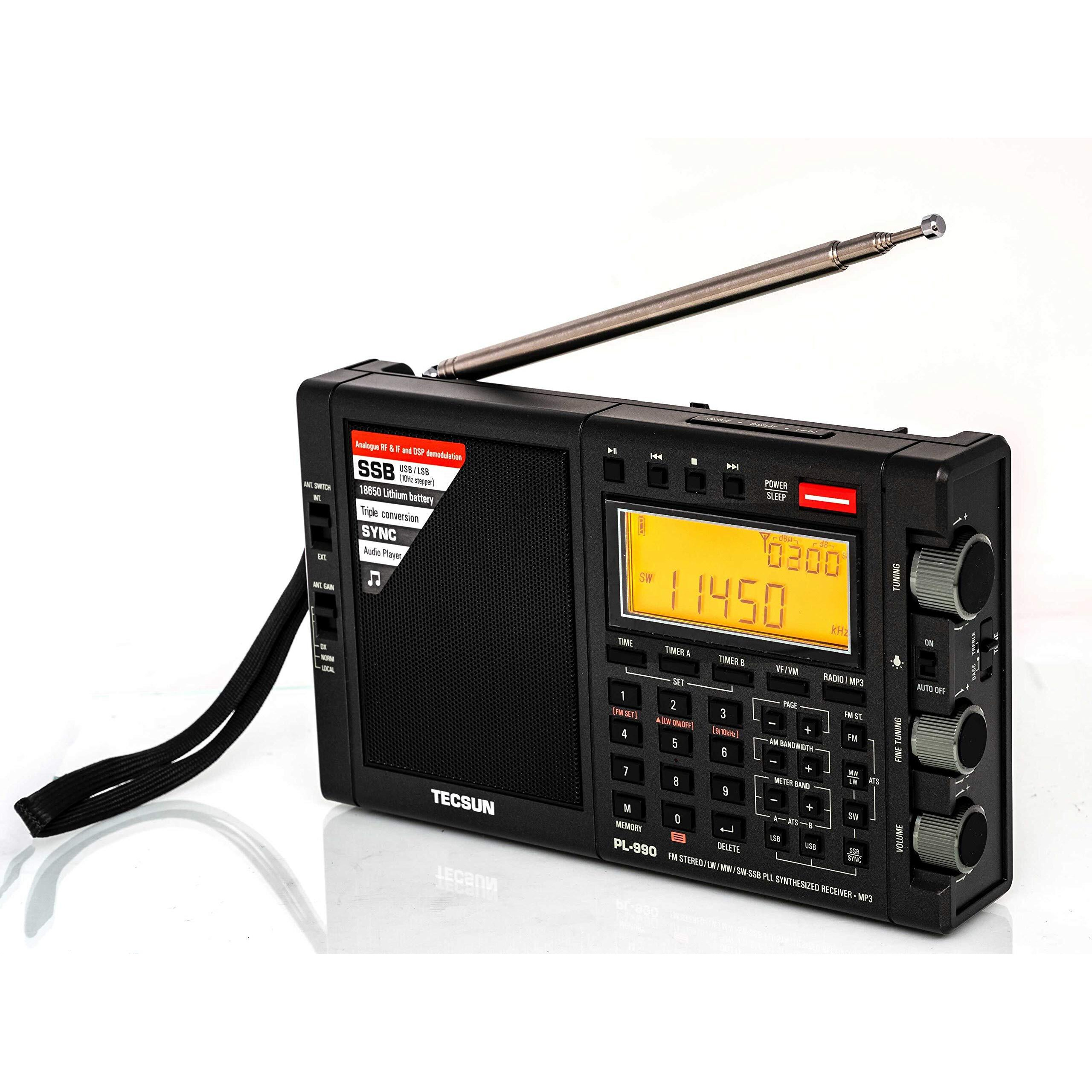 Tecsun Pl990 Digital Worldband Am/Fm Shortwave Longwave Radio With Single Side Band Reception & Mp3 Player, Matte Black