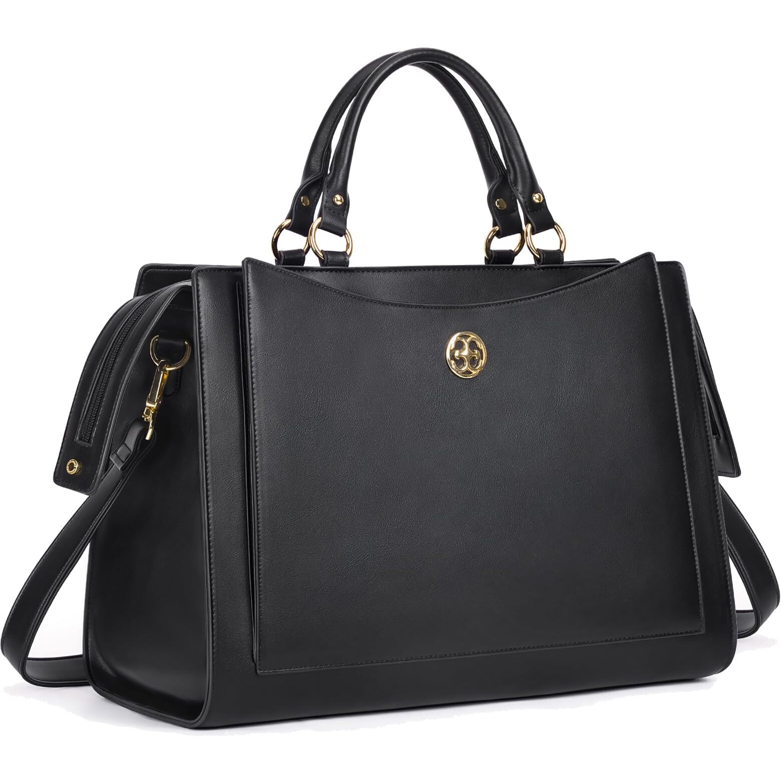 Missnine Laptop Tote Bag 15.6 Inch For Women Pu Leather Computer Handbag Large Work Shoulder Bag Professional Briefcase With Cup Holder