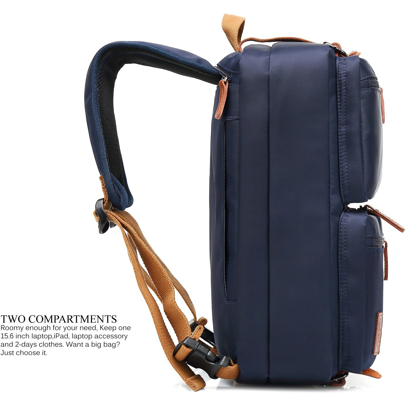 Coolbell Convertible Backpack Messenger Bag Shoulder Bag Laptop Case Handbag Business Briefcase Multi-Functional Travel Rucksack Fits 17.3 Inch Laptop For Men/Women (Blue)