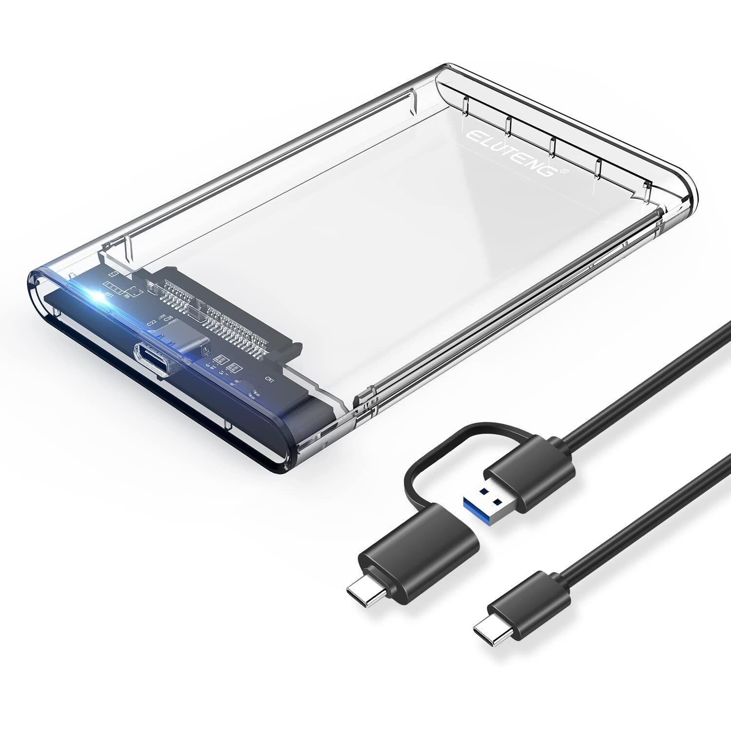 Eluteng 2.5 Ssd Enclosure 5Gbps Hard Drive Case Tool Free Sata To Usb 3.1 Solid State Drive Enclosure Usb C Ssd Hdd Enclosure Max 4Tb Support Uasp For 2.5 Inch Ssd & Hdd For Wd Seagate Samsung
