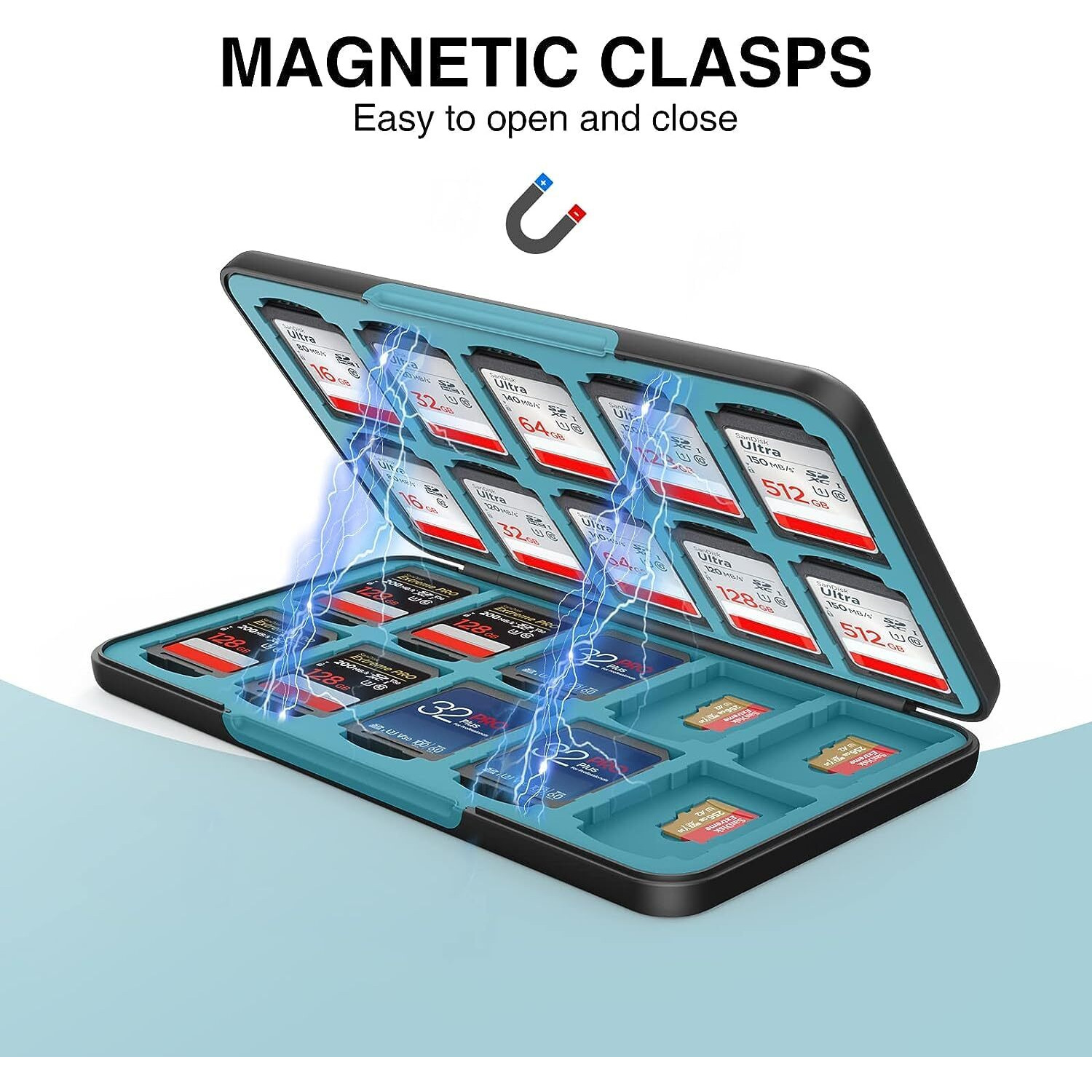 Heiying Sd Card Holder For Memory Sd Card And Micro Card, Portable Sd Card Holder Sd Sdhc Sdxc Tf Card Storage With 20 Sd Cards Slots & 20 Micro Sd Cards Slots.