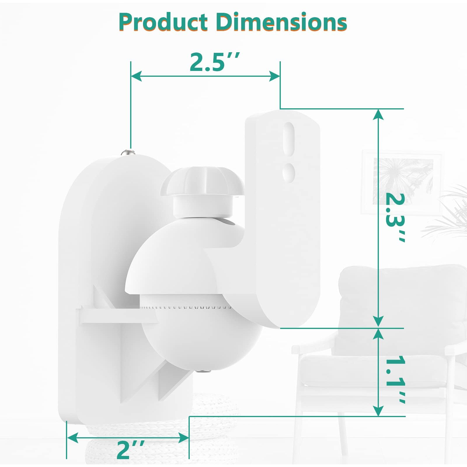 Wali Speaker Wall Mounts, Bookshelf Speaker Wall Mount Brackets, Surround Sound Speaker Mounts, Hold Up To 7.7 Lbs, (Swm402-W), 4 Pack, White