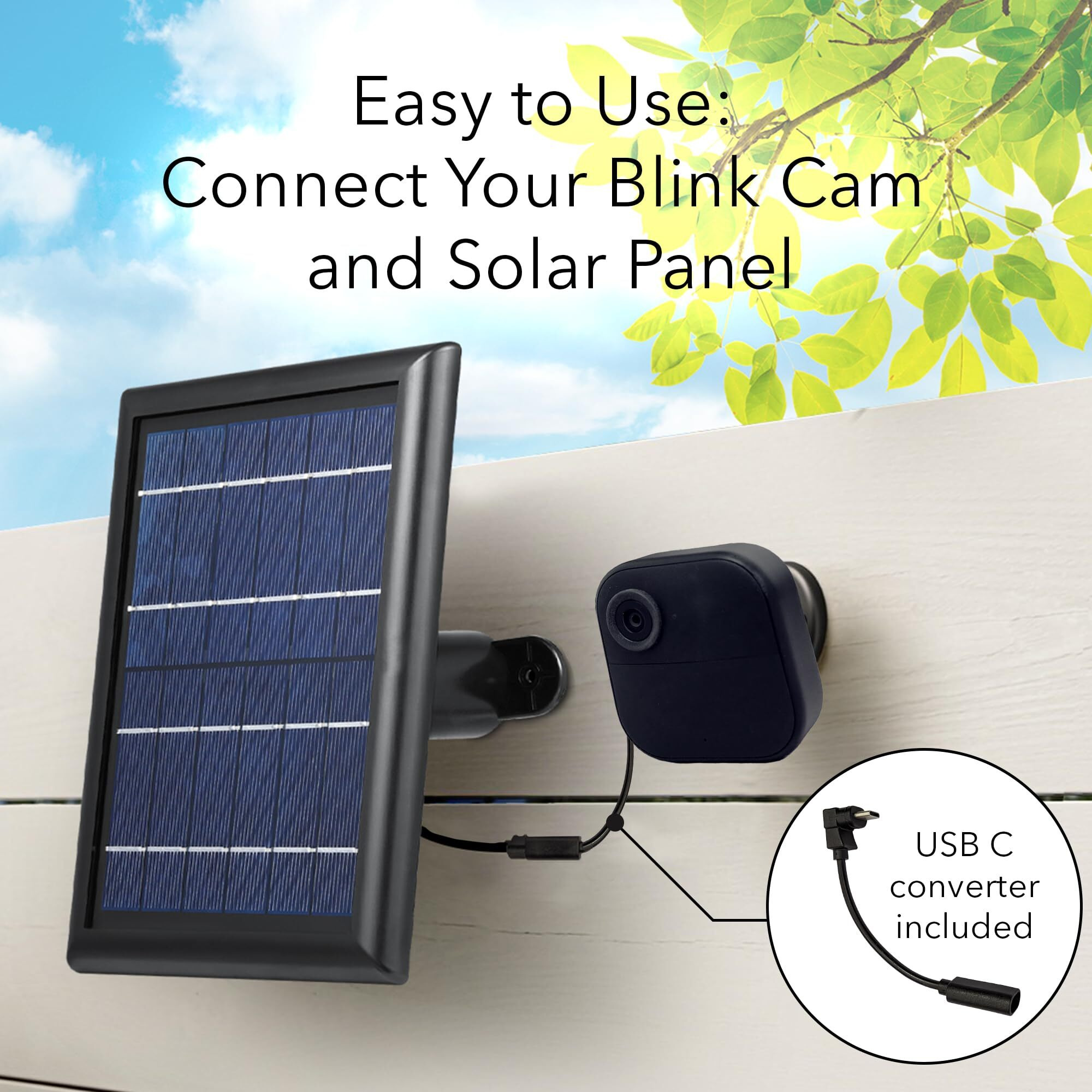 Wasserstein Solar Panel With Internal Battery - Compatible With Blink Outdoor 3/4 (Black) (Camera Not Included)