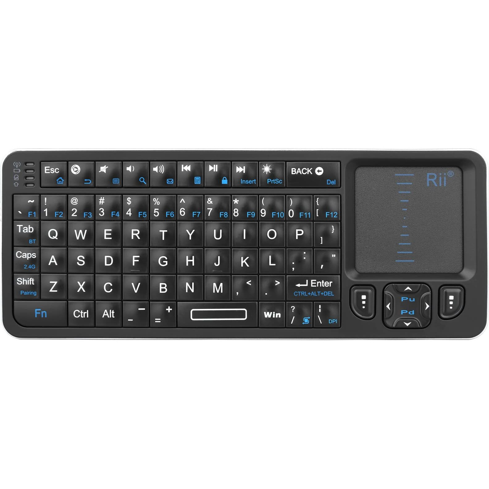 Rii K06 Mini Bluetooth Keyboard,Backlit 2.4Ghz Wireless Keyboard With Ir Learning, Portable Lightweight With Touchpad Compatible With Android Tv Box/Mac/Windows/Htpc (2.4G And Bluetooth)