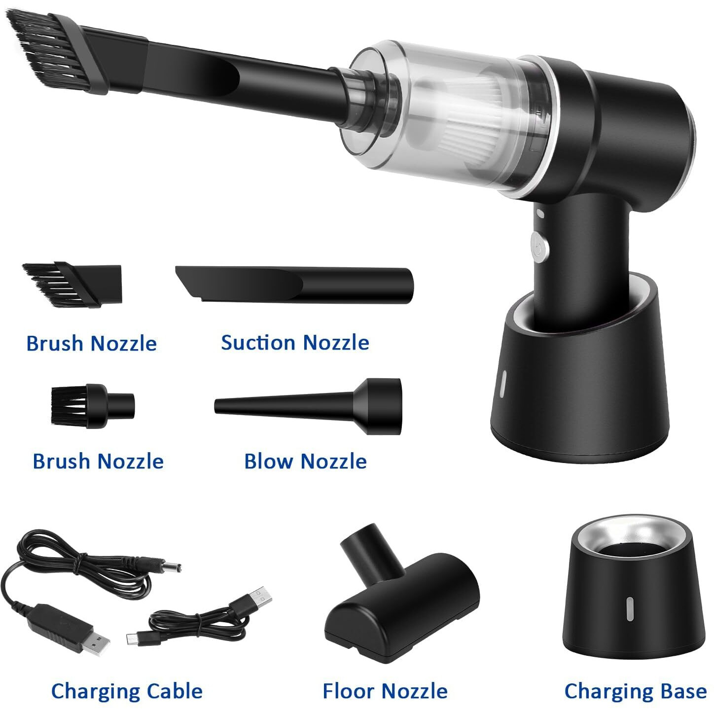 Handheld Vacuum Cordless, 8000Pa Mini Vacuum Cleaner Desk Vacuum, 120W High Power Car Vacuum 2 In 1 Air Duster, Keyboard Vacuum With Led Light & Multi-Nozzles For Car, Computer, Sewing Machine