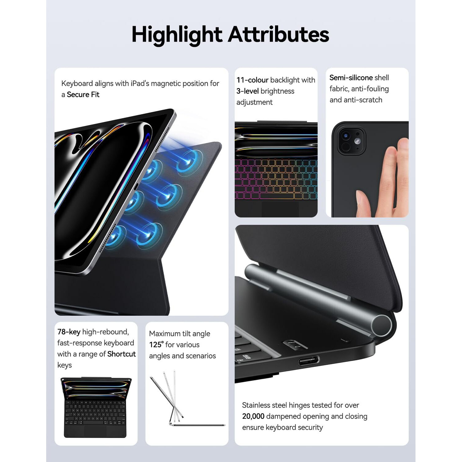 Ausdom Ipad Pro 13-Inch Case 2024 With Keyboard (M4), Wireless Magnetic Floating Backlit Rechargeable Keyboard Case With Multi-Touch Trackpad And Pencil Holder For Ipad Pro 13-Inch (M4, 2024), Black