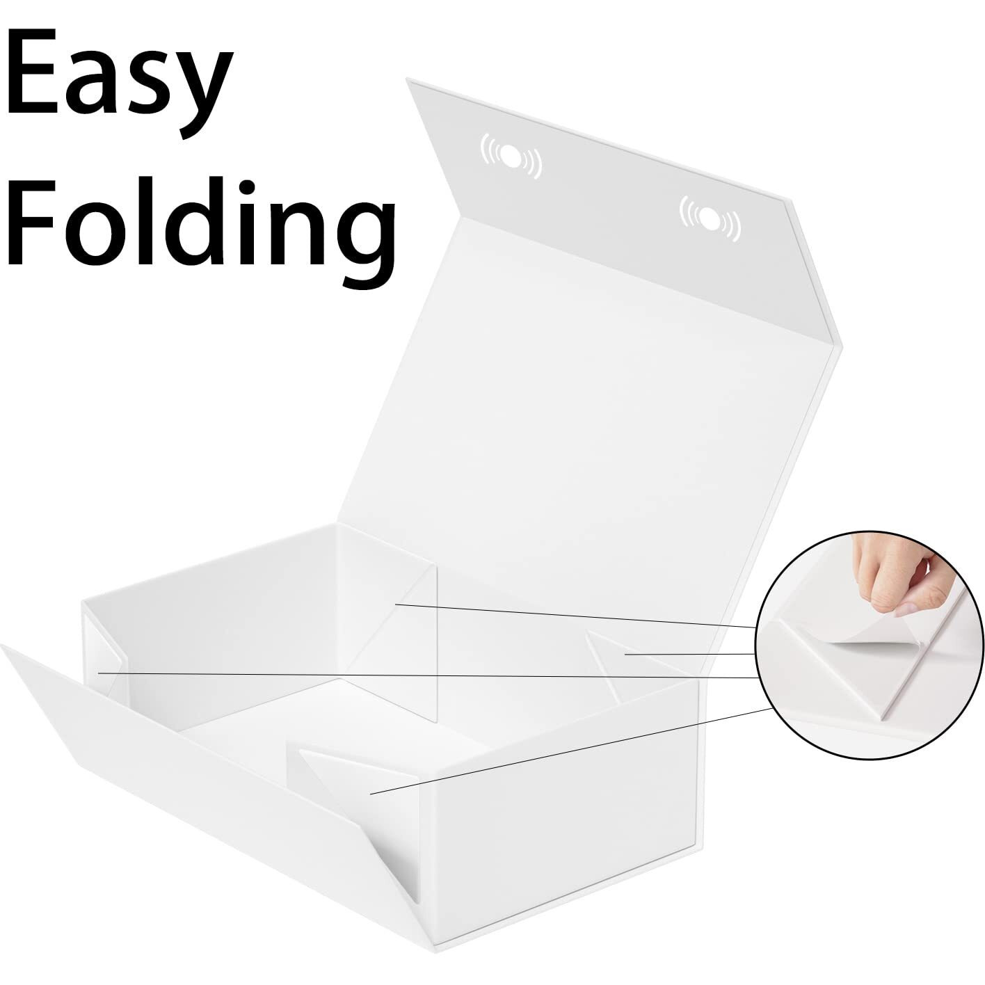 Ryddoy White Gift Box, 12X6X4'' Gift Boxes For Presents With Lids Magnetic Closure Rectangle Collapsible For Bridesmaid Proposal Box, Wedding, Christmas, Halloween, Birthday Gift Packging