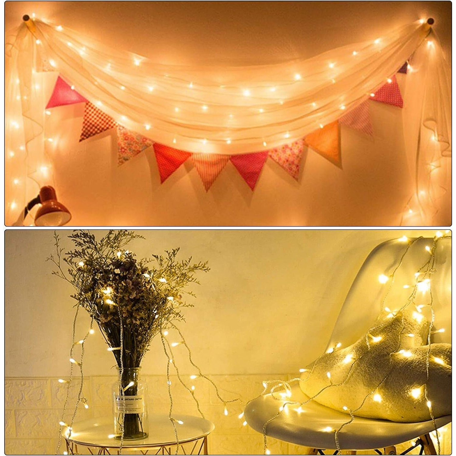 Illuminew 300 Led Outdoor Indoor String Lights,108Ft Safety Plug In 8 Modes Christmas Halloween Decorations, Summer Twinkle Lights,Christmas Tree Fairy Lights For Bedroom, Party Decor