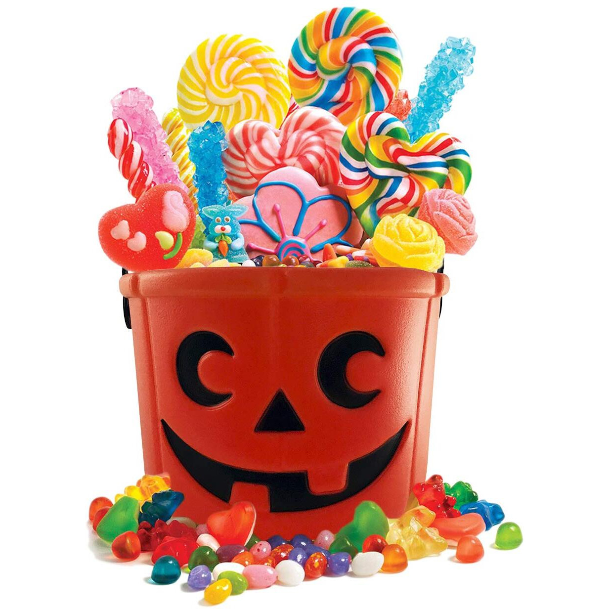 Kinrex Halloween Pumpkin Candy Bucket - Trick Or Treat Plastic Basket For Kids - Great Party Decor Favors - Orange - Measures 5.5 Inches