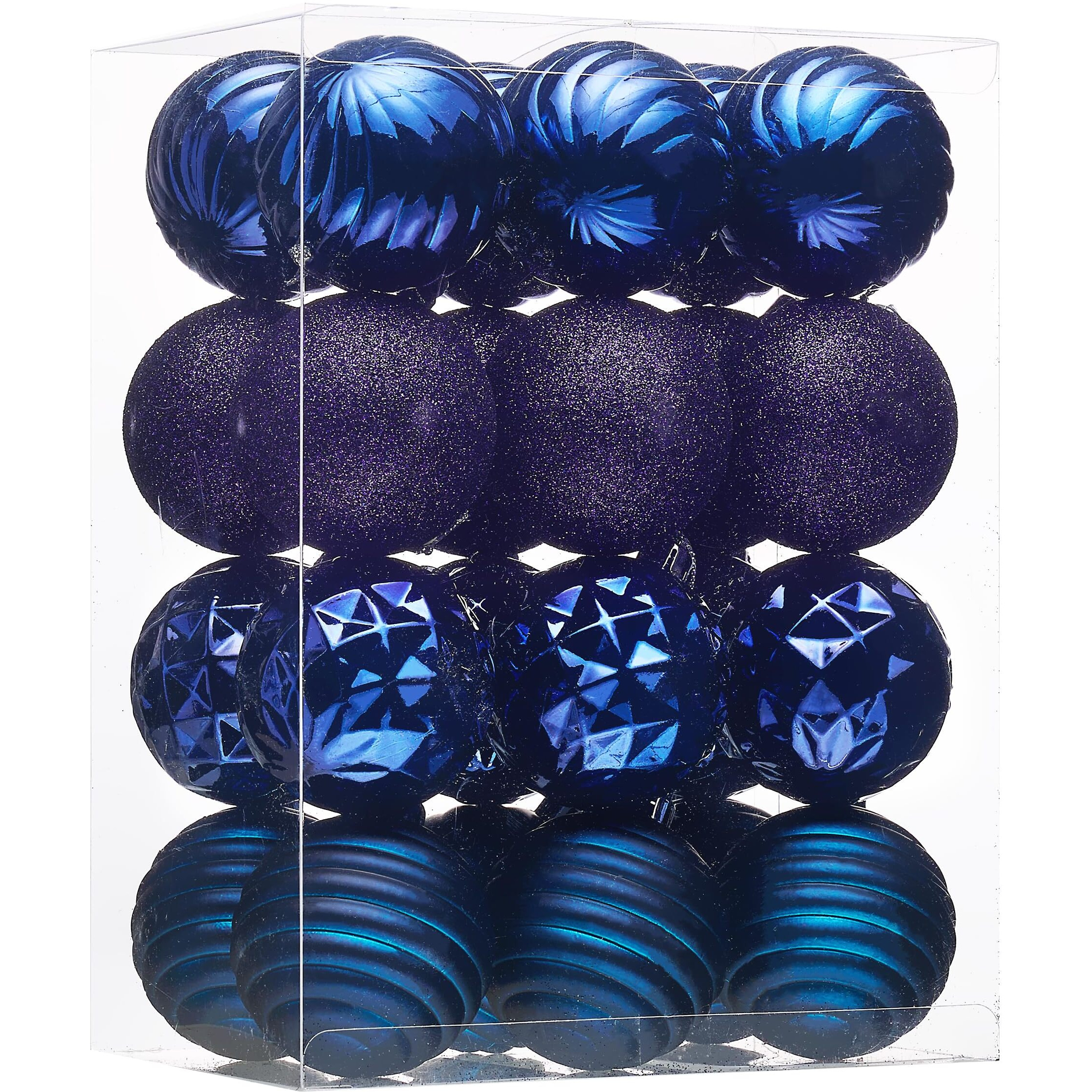 Valery Madelyn Christmas Tree Decorations Ornament Set For Fall Halloween Decor, 24Ct Navy Blue Shatterproof Ball Ornaments, 2.36 Inches Hanging Ornaments For Xmas Holiday Party