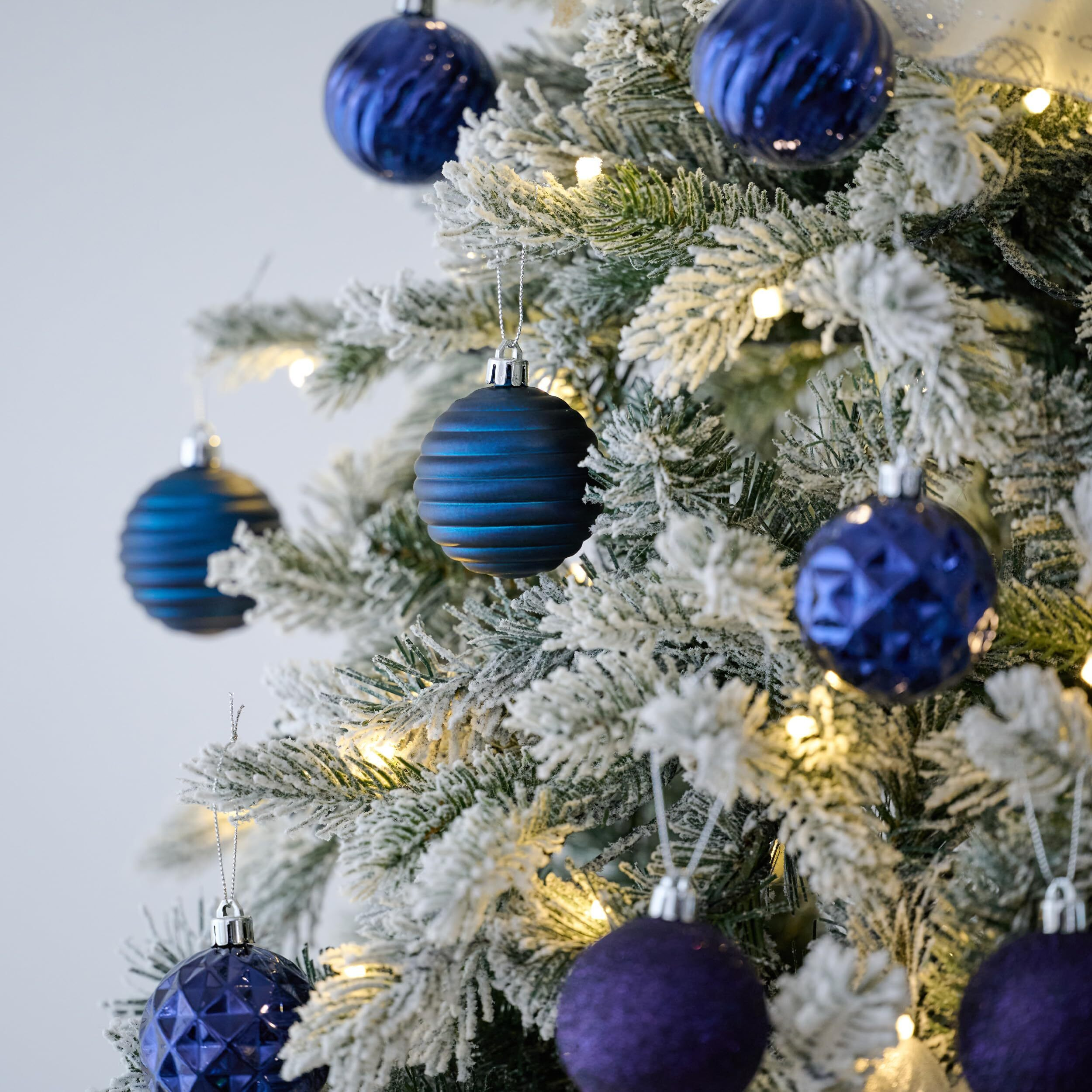 Valery Madelyn Christmas Tree Decorations Ornament Set For Fall Halloween Decor, 24Ct Navy Blue Shatterproof Ball Ornaments, 2.36 Inches Hanging Ornaments For Xmas Holiday Party