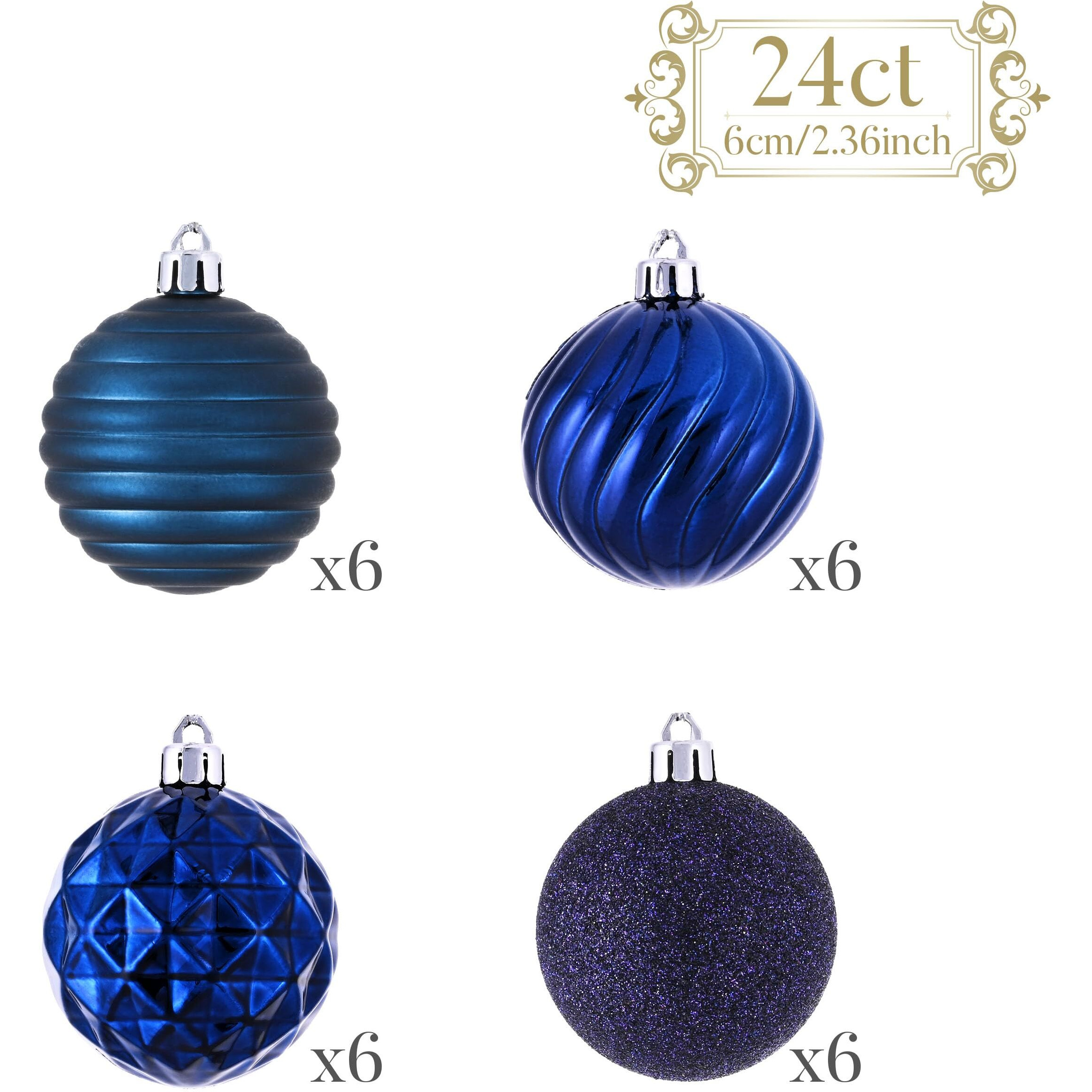 Valery Madelyn Christmas Tree Decorations Ornament Set For Fall Halloween Decor, 24Ct Navy Blue Shatterproof Ball Ornaments, 2.36 Inches Hanging Ornaments For Xmas Holiday Party