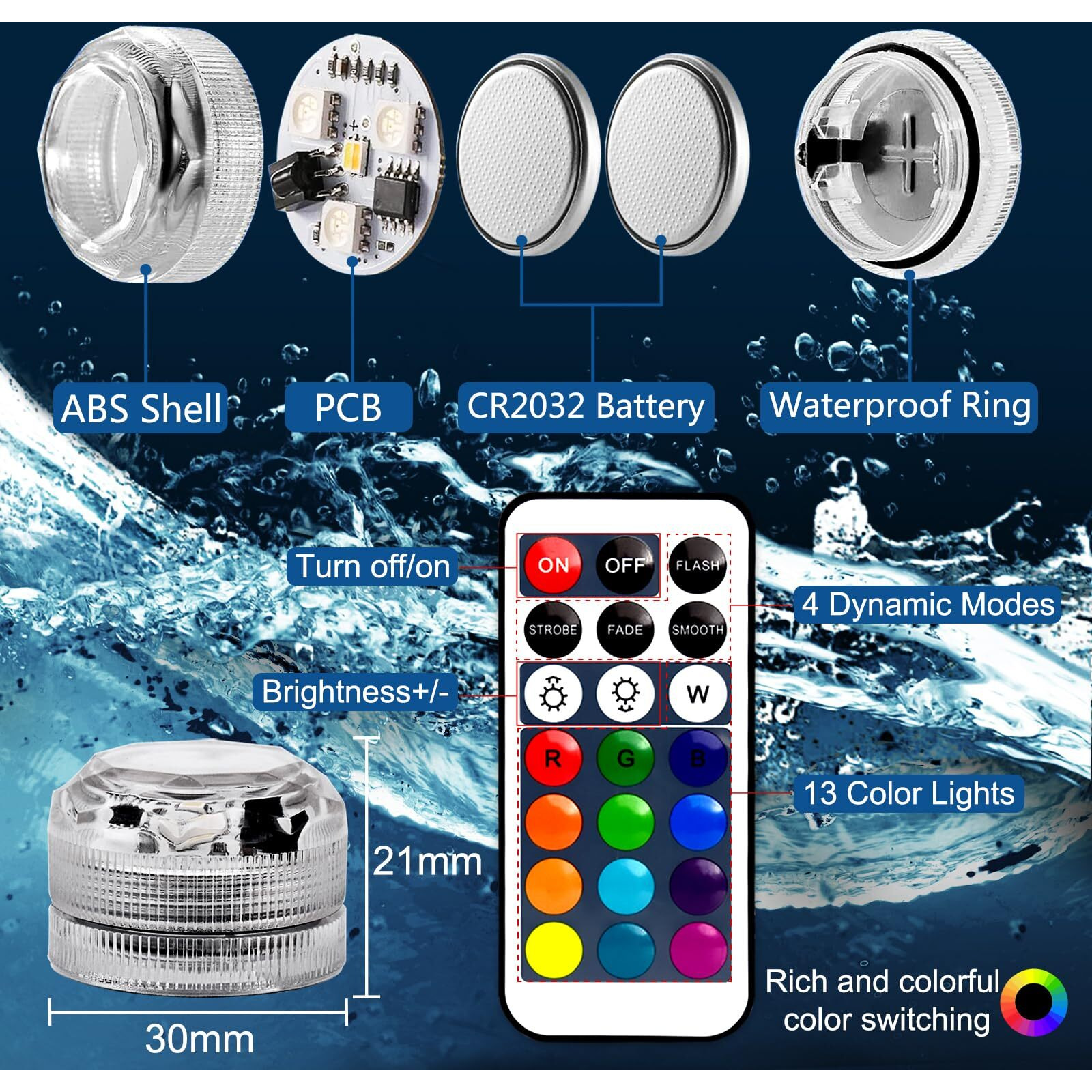 Mini Submersible Led Lights,Small Waterproof Led Tea Lights Candle With Remote Battery Led Operated,Rgb Color Changing For Vase Home Party Wedding Table Centerpieces Fountain Halloween Lantern