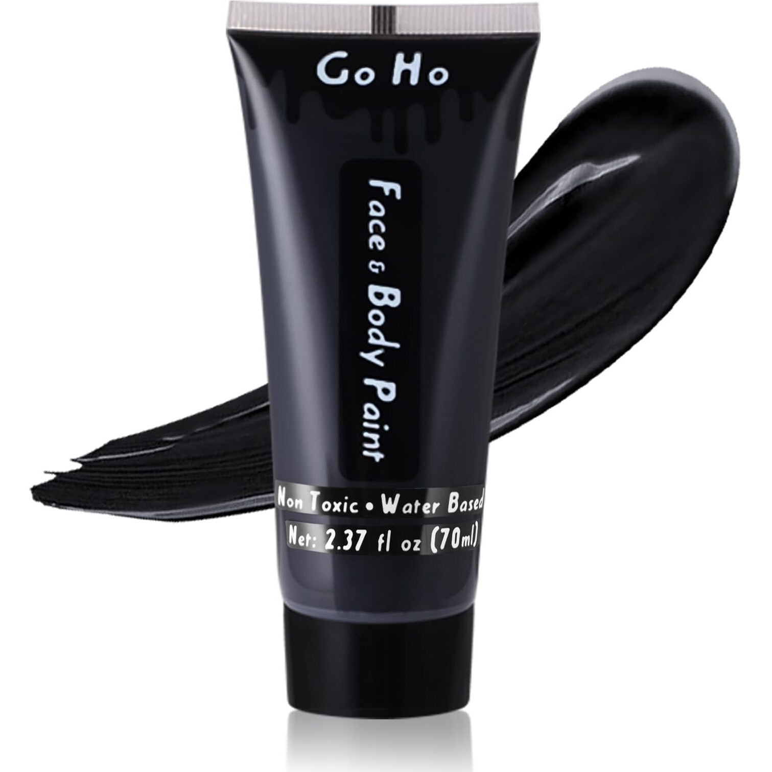 Go Ho Black Body Paint Washable(2.37 Oz),Water Based Black Face Paint,Makeup Skull Skeleton Clown Black Face Body Paint For Sfx Cosplay Costumes Festivals Halloween Make Up