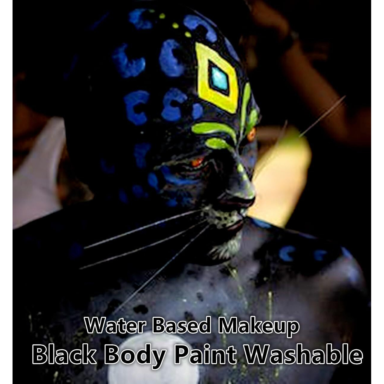 Go Ho Black Body Paint Washable(2.37 Oz),Water Based Black Face Paint,Makeup Skull Skeleton Clown Black Face Body Paint For Sfx Cosplay Costumes Festivals Halloween Make Up