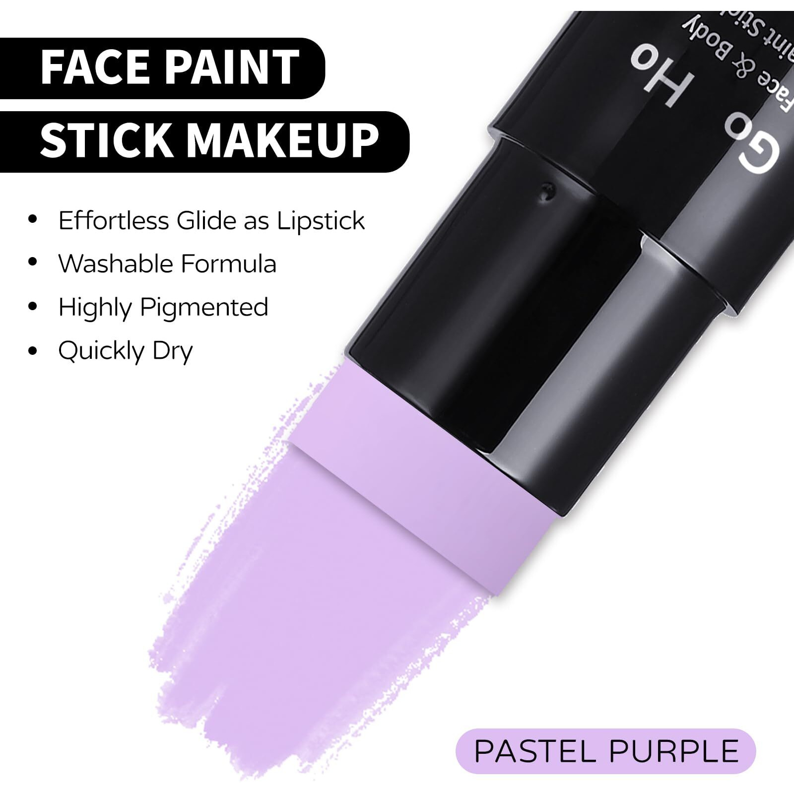Go Ho Pastel Purple Face Body Paint Stick,Water Based Washable Lavender Face Paint Stick,Non-Toxic Full-Coverage Cream Light Purple Body Paint For Halloween Ursula Costume Cosplay Sfx Makeup