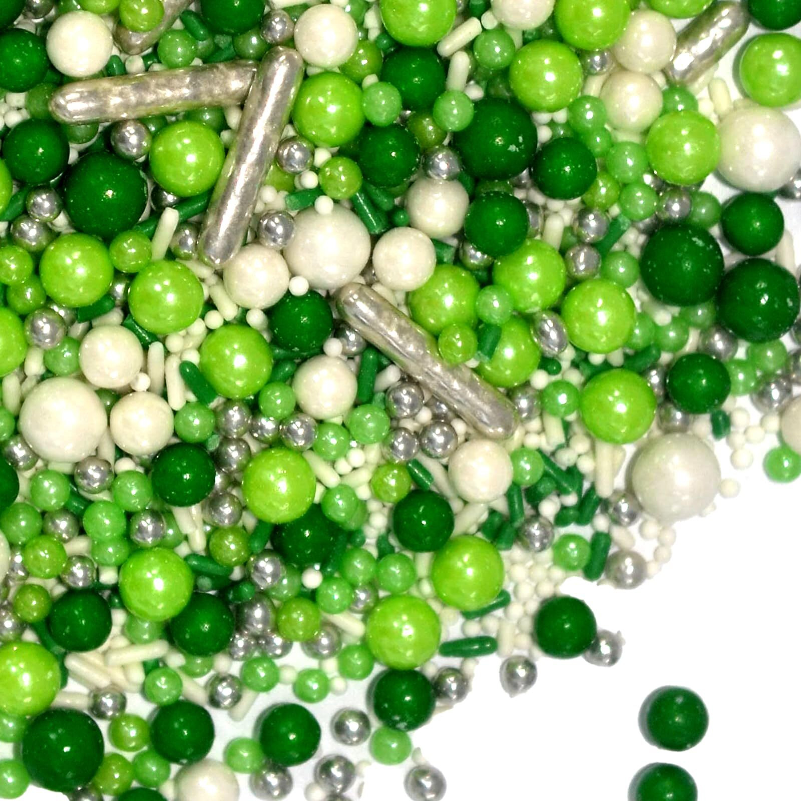 Green And White Sprinkles For Cake Decorating Edible Sugar Pearls Christmas Sprinkles Valentines Halloween Cake Cookie Cupcake And Cake Topper Decorations