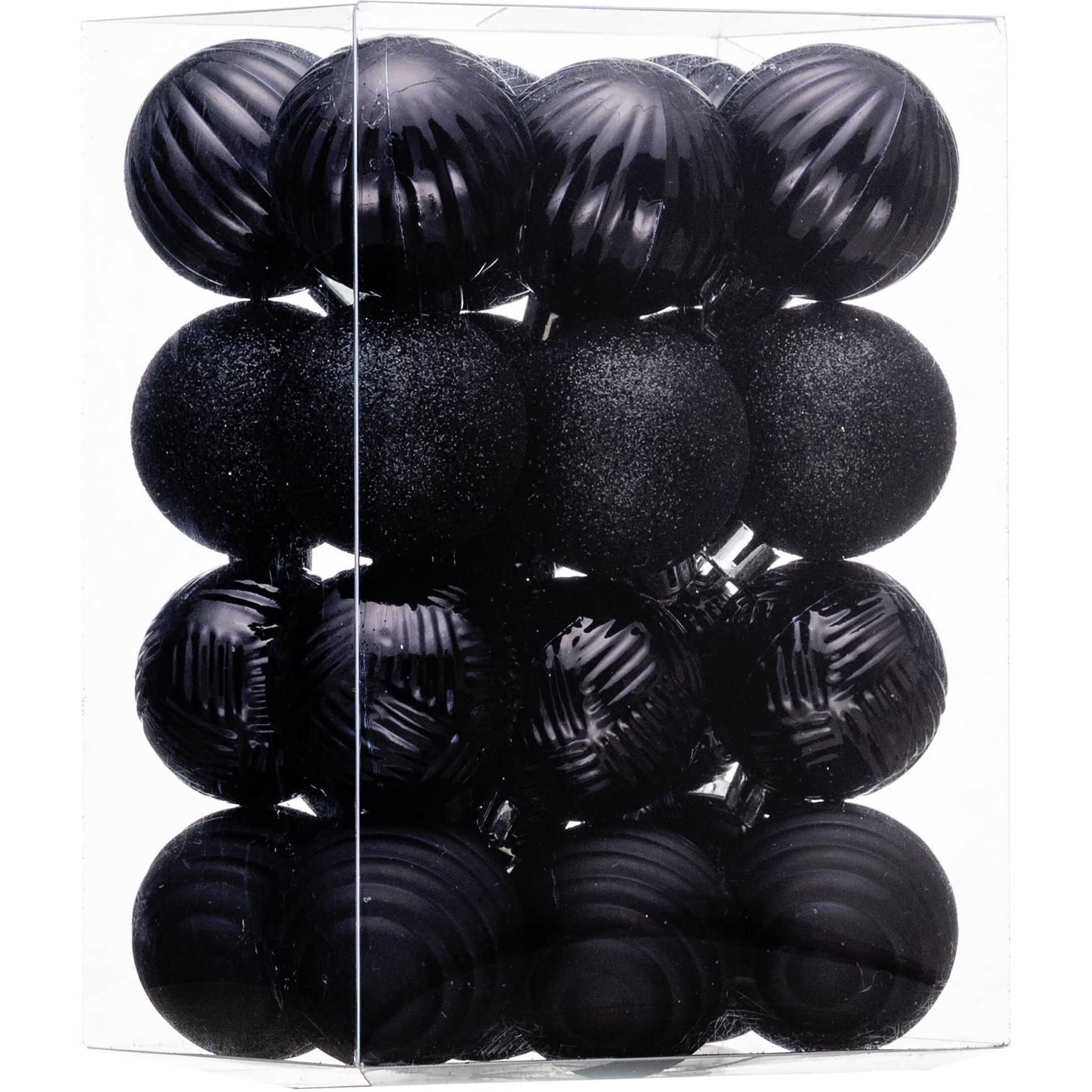 Valery Madelyn 1.6"" Halloween Ornaments Christmas Tree Decorations Set, 24Ct Black Shatterproof Ball Ornaments For Xmas Holiday Party, Hanging Ornaments For Tree In Medium Size