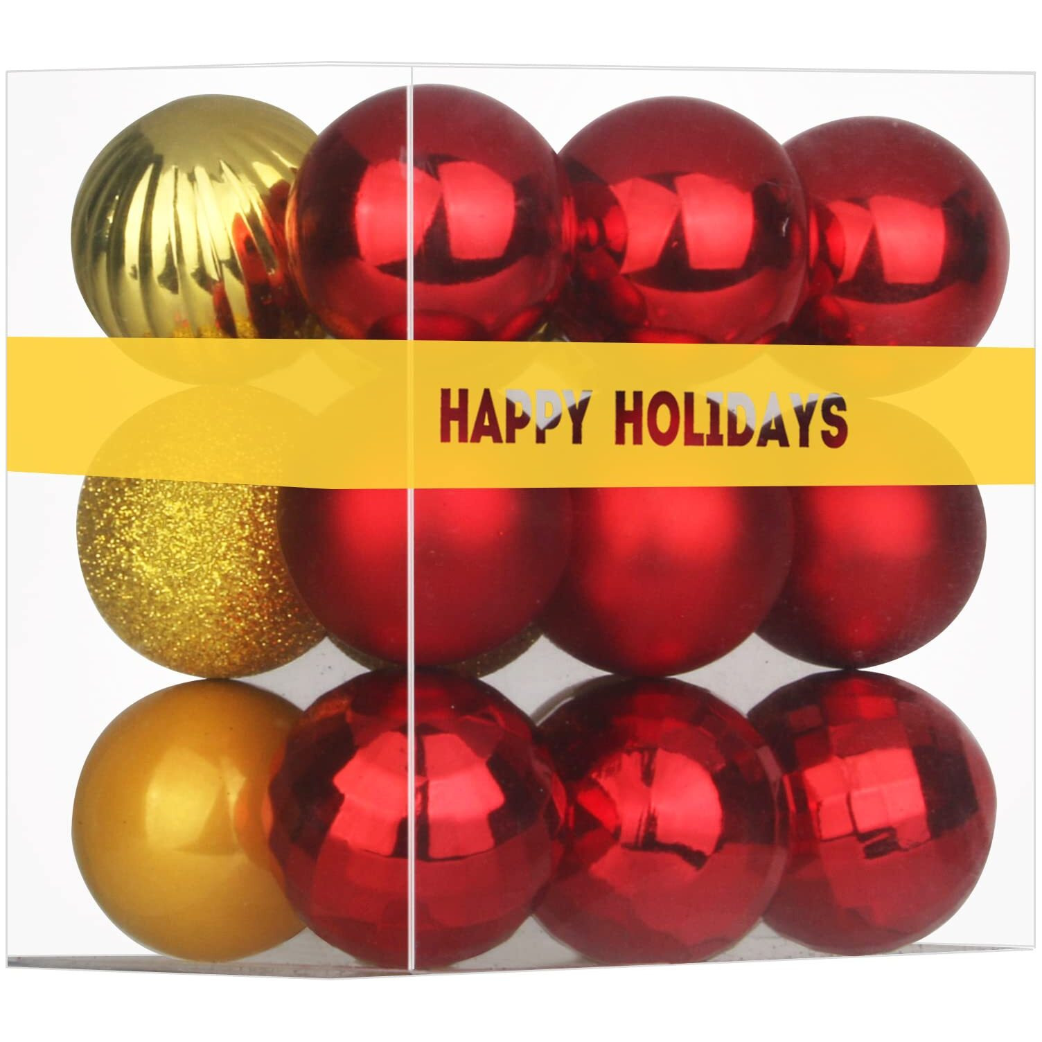 Red & Gold 1.6"" Small Christmas Balls Christmas Tree Decoration Ornaments Shatterproof Hanging Balls For Birthday Halloween Holiday Wedding Decorations Set Of 18Pcs