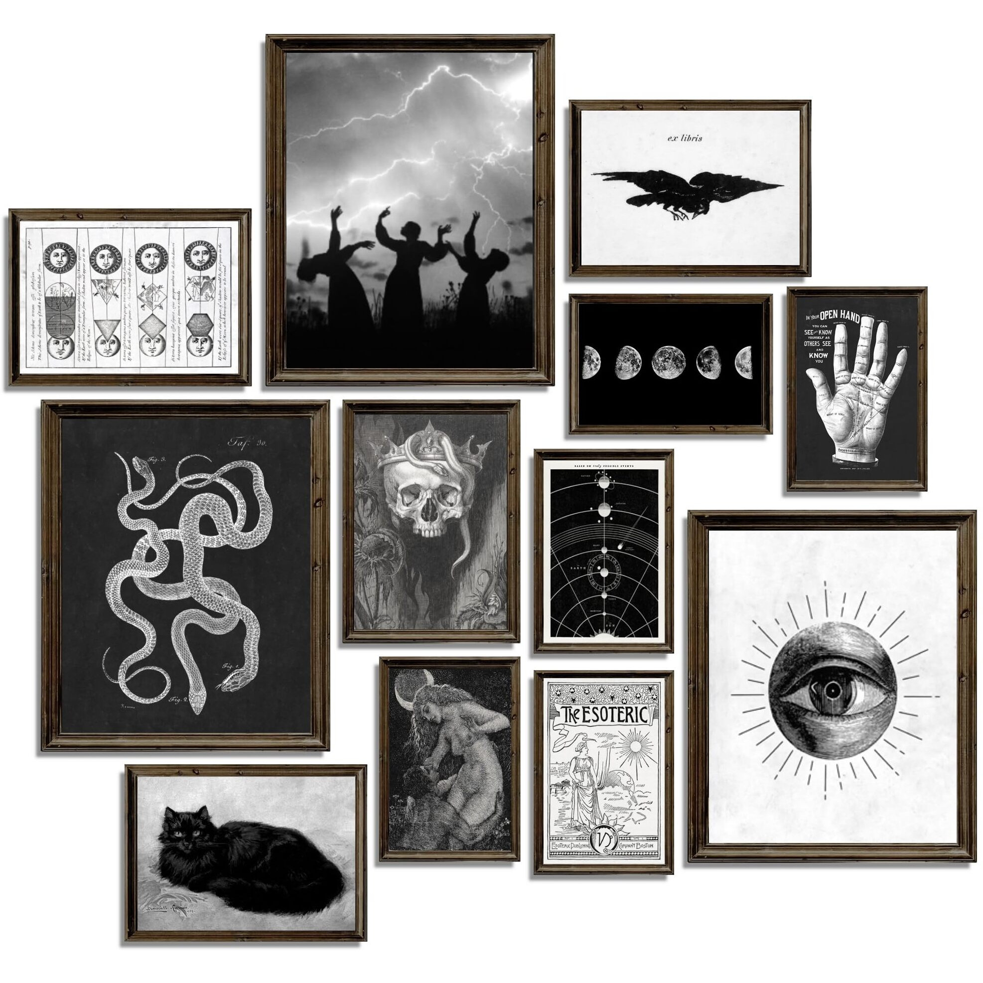Waschbr Gothic Home Decor, Aesthetic Witchy Decor, Goth Room Decor, Creepy Art Prints, Halloween Wall Posters, Scary Picture, Spooky Witch Decoration For Home Bedroom (Unframed)