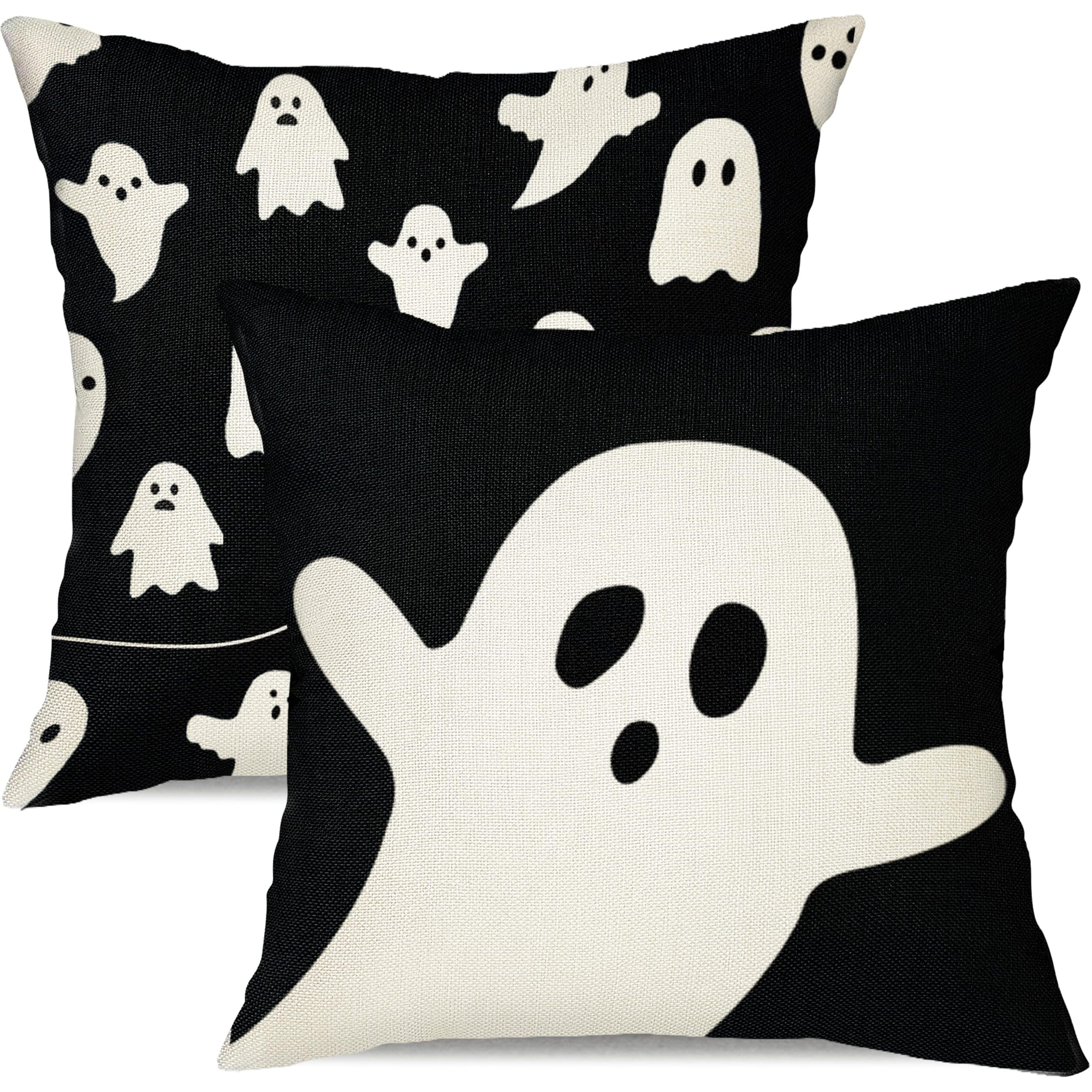 Jxzygmd Halloween Pillow Cover 18X18 Set Of 2 Ghost Halloween Lumbar Pillow Covers Decorations Outdoor Halloween Pillows Decorative For Halloween Home Decor For Sofa