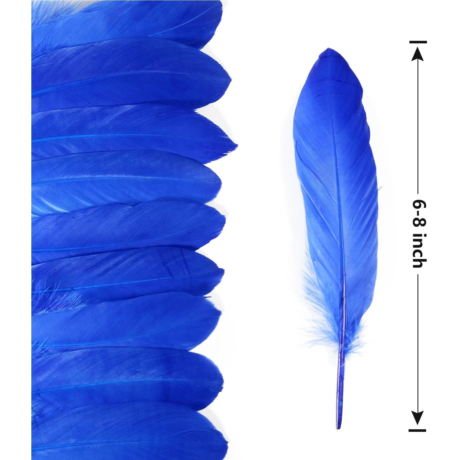 Tharaht 120Pcs Blue Goose Feathers Natural Bulk 6-8 Inch 15-20Cm For Crafts Diy Cosplay Wedding Party Halloween Decoration Goose Nagoire Feathers
