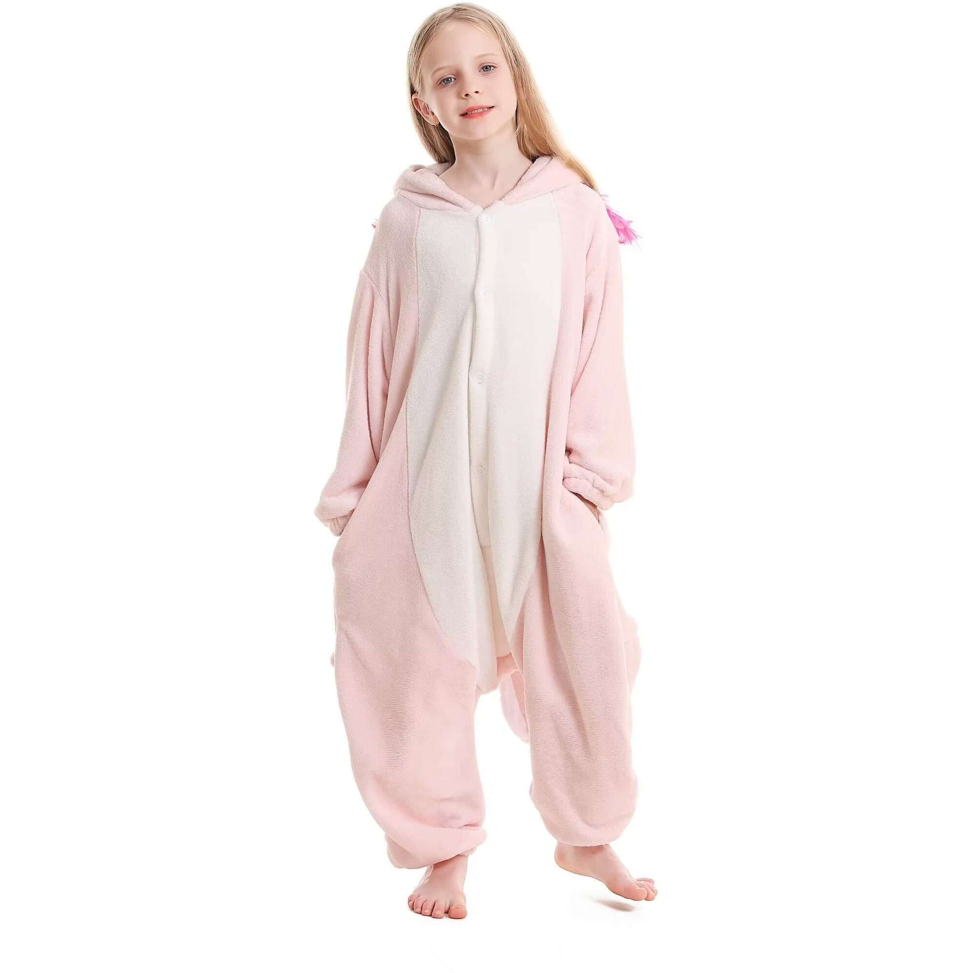 Darkcom Axolotl Onesie For Kids,Flannel Animalcosplay Halloween Costume Parent-Child Sleepwear For Girls Boys 12-13 Years