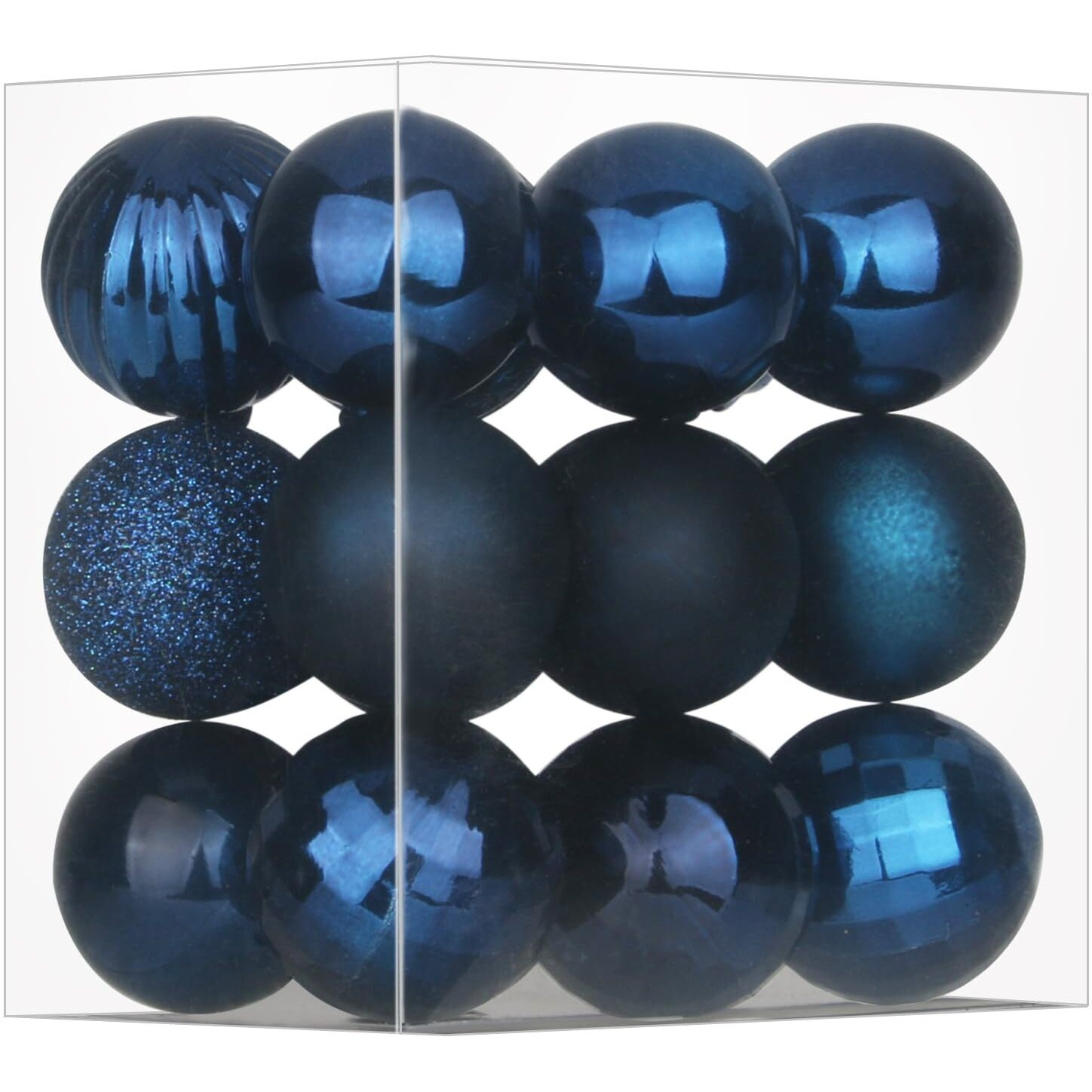 Navy Blue 1.6"" Small Christmas Balls Christmas Tree Decoration Ornaments Shatterproof Hanging Balls For Birthday Halloween Holiday Wedding Decorations Set Of 18Pcs