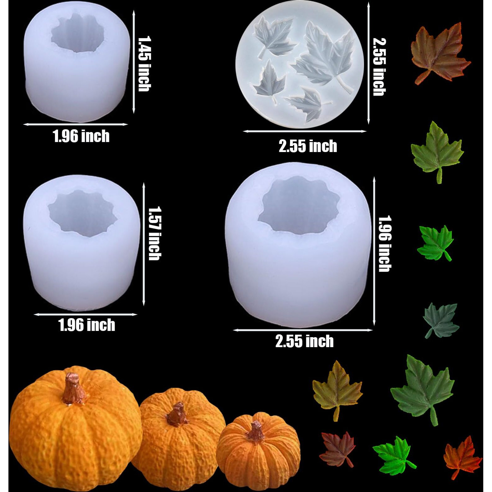 Zqysing (4 Pack) Pumpkin Candle Molds, 3D Pumpkin Silicone Molds For Epoxy Resin Casting Thanksgiving Halloween Diy Art Gifts Home Decor