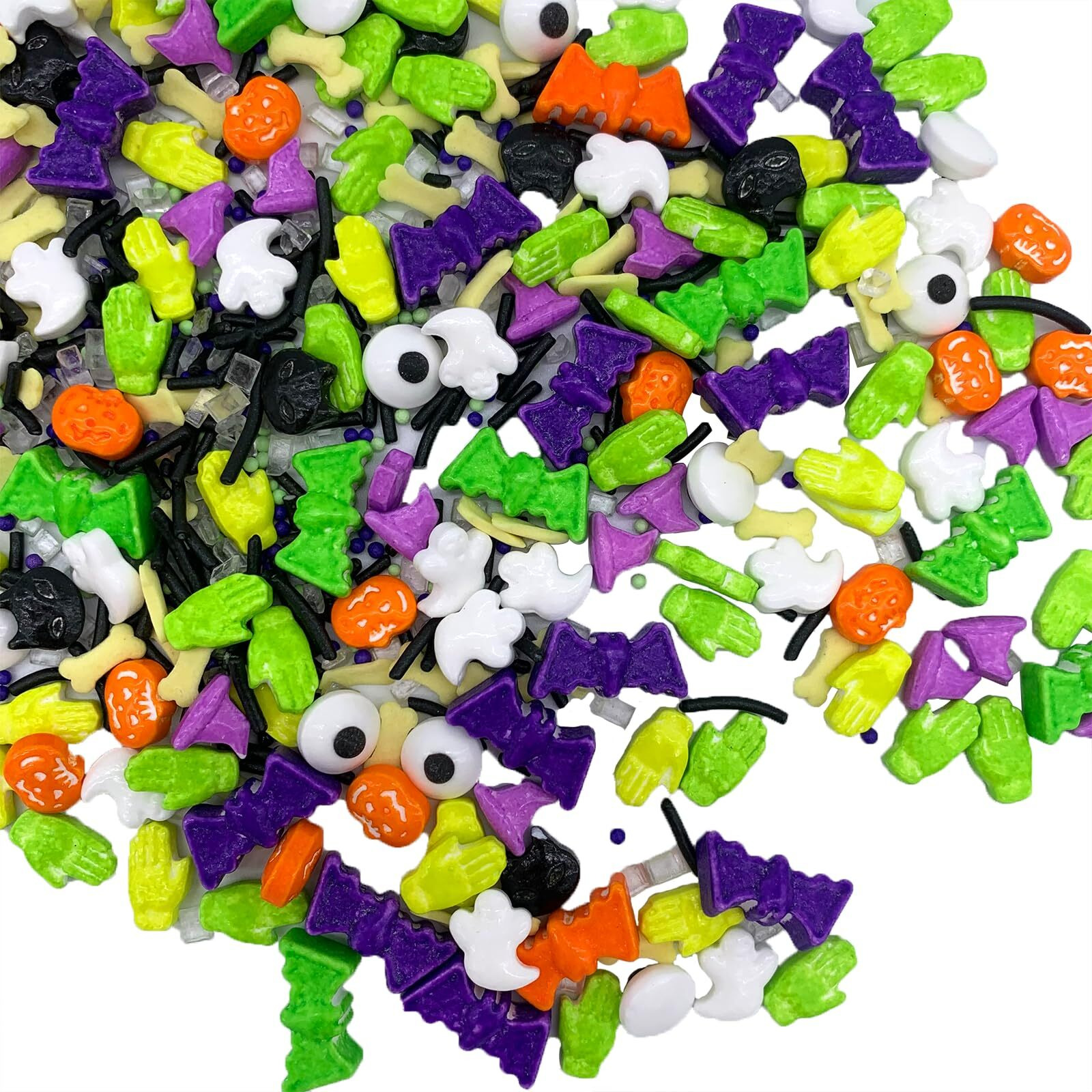 Halloween Sprinkles Edible Candy Eyes For Decorating Eyeballs Skull Bones Bats Pumpkins Sprinkles Halloween Themed Desserts Cookies Baking Cake Cupcakes Toppers Decoratings
