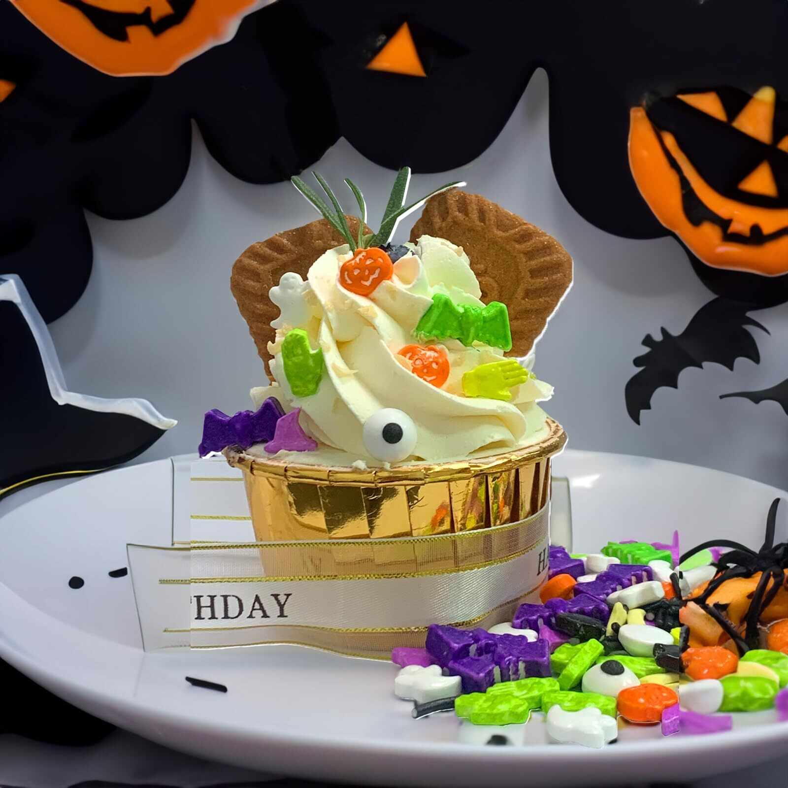 Halloween Sprinkles Edible Candy Eyes For Decorating Eyeballs Skull Bones Bats Pumpkins Sprinkles Halloween Themed Desserts Cookies Baking Cake Cupcakes Toppers Decoratings
