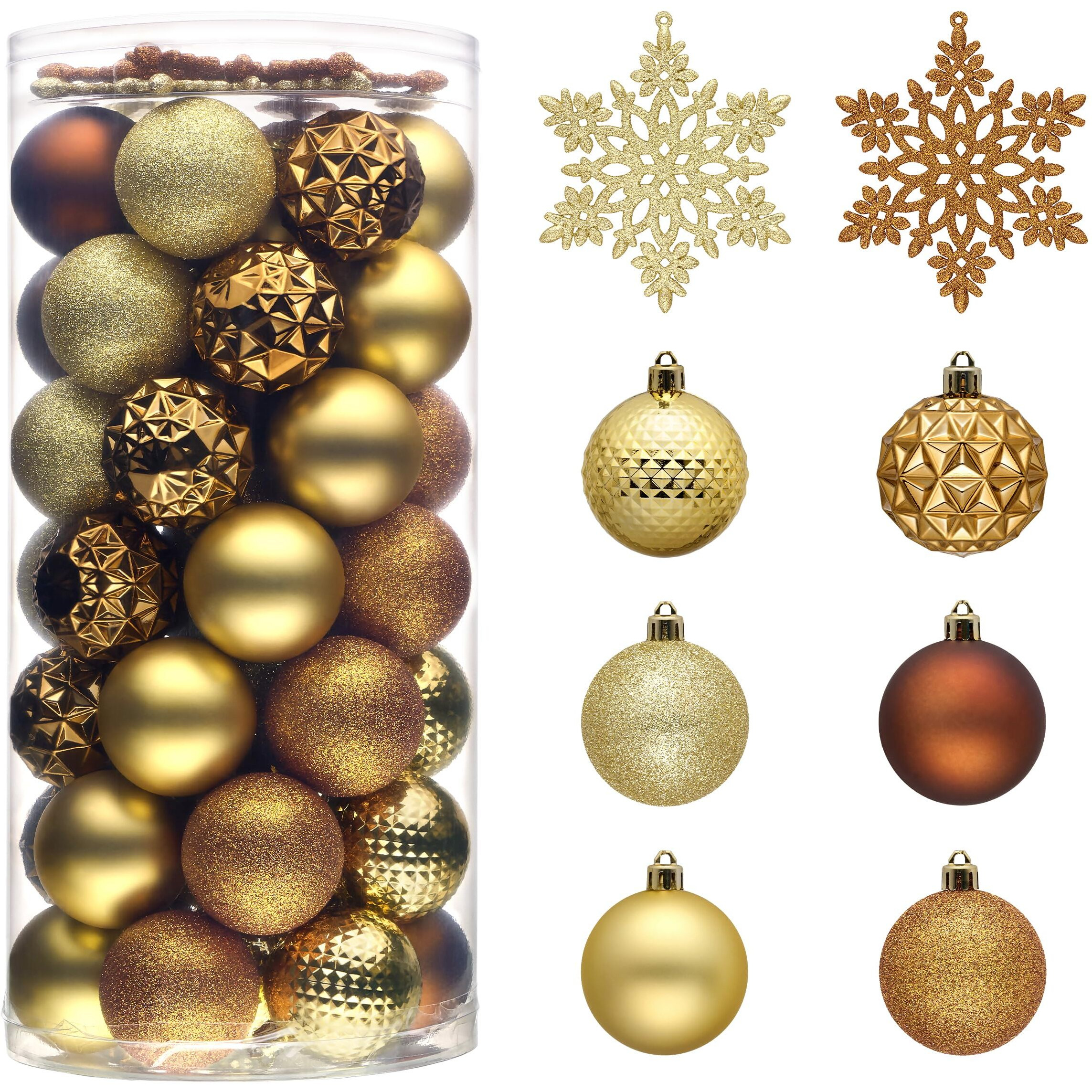 Valery Madelyn Christmas Tree Decorations Ornament Set For Fall Halloween Decor, 50Ct Bronze Copper Gold Shatterproof Christmas Ball Ornaments Bulk, 2.36 Inches Hanging Decor For Xmas Holiday Party