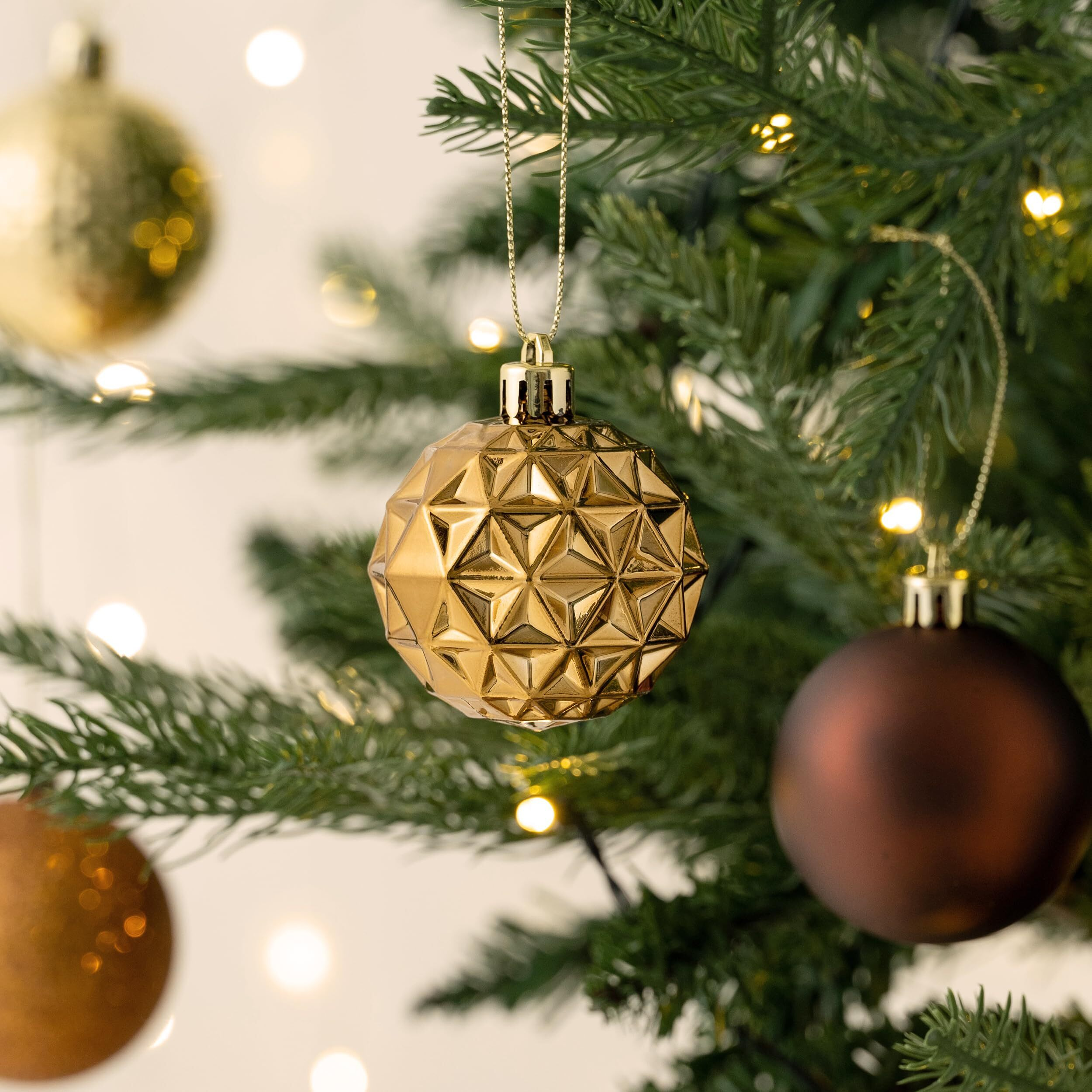 Valery Madelyn Christmas Tree Decorations Ornament Set For Fall Halloween Decor, 50Ct Bronze Copper Gold Shatterproof Christmas Ball Ornaments Bulk, 2.36 Inches Hanging Decor For Xmas Holiday Party