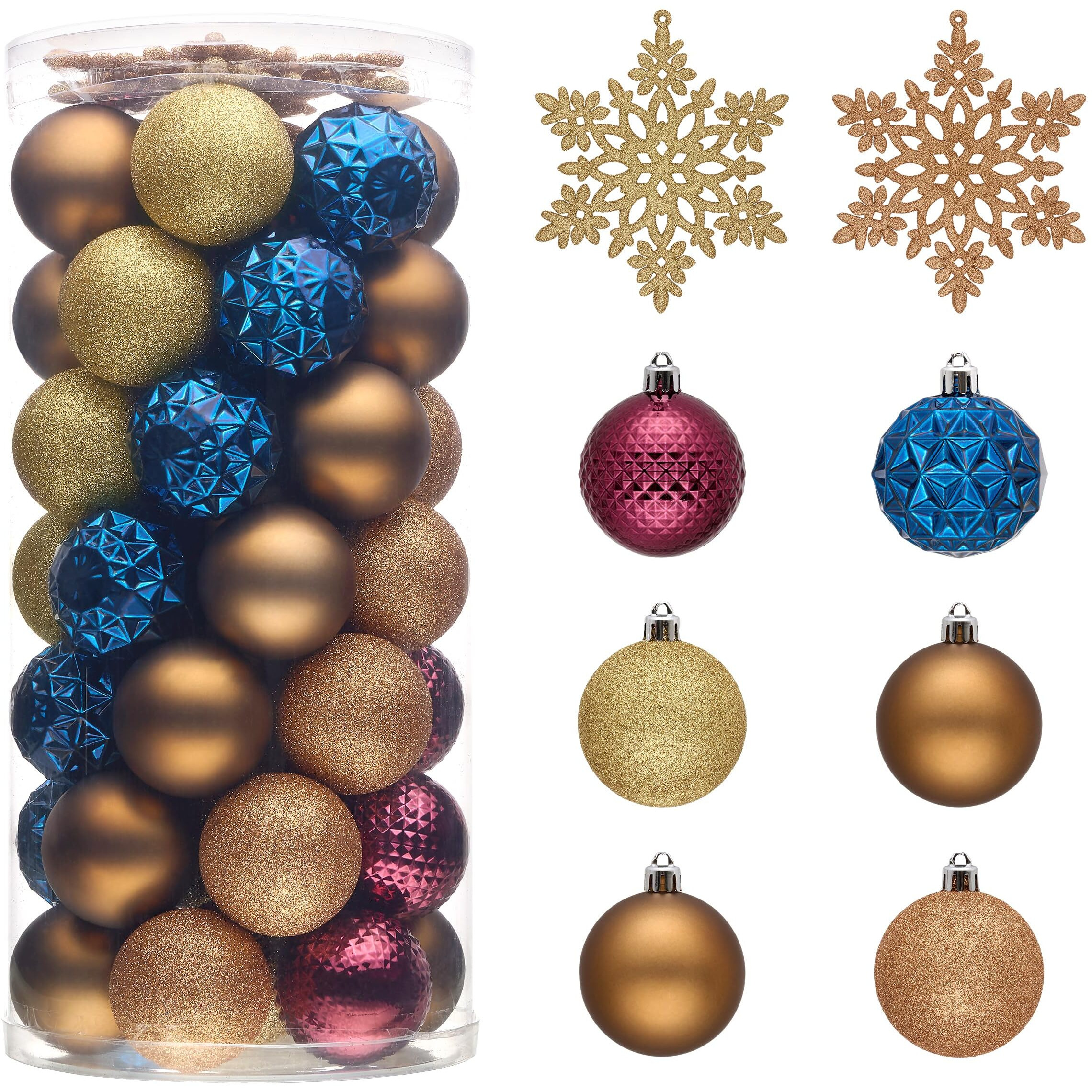 Valery Madelyn Christmas Tree Decorations Ornament Set For Fall Halloween Decor, 50Ct Bronze Copper Purple Shatterproof Christmas Ball Ornaments Bulk, 2.36 Inches Hanging Decor For Xmas Holiday Party