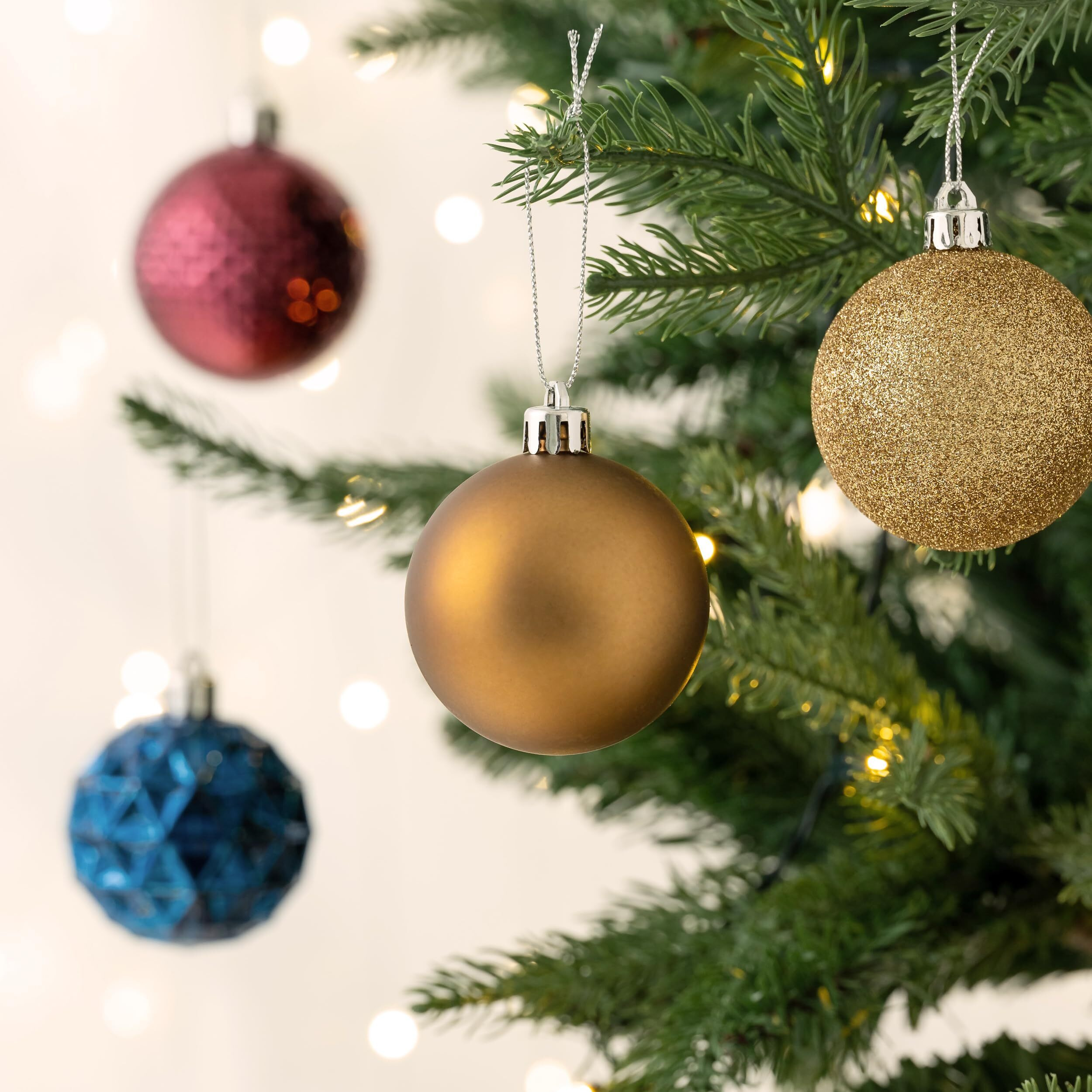 Valery Madelyn Christmas Tree Decorations Ornament Set For Fall Halloween Decor, 50Ct Bronze Copper Purple Shatterproof Christmas Ball Ornaments Bulk, 2.36 Inches Hanging Decor For Xmas Holiday Party