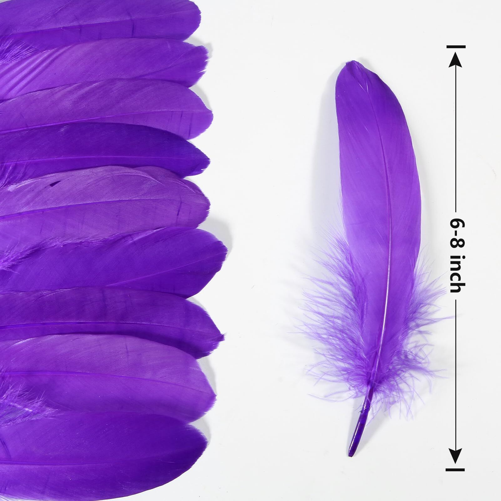 Tharaht 120Pcs Purple Goose Feathers Natural Bulk 6-8 Inch 15-20Cm For Crafts Diy Cosplay Wedding Party Halloween Decoration Goose Nagoire Feathers