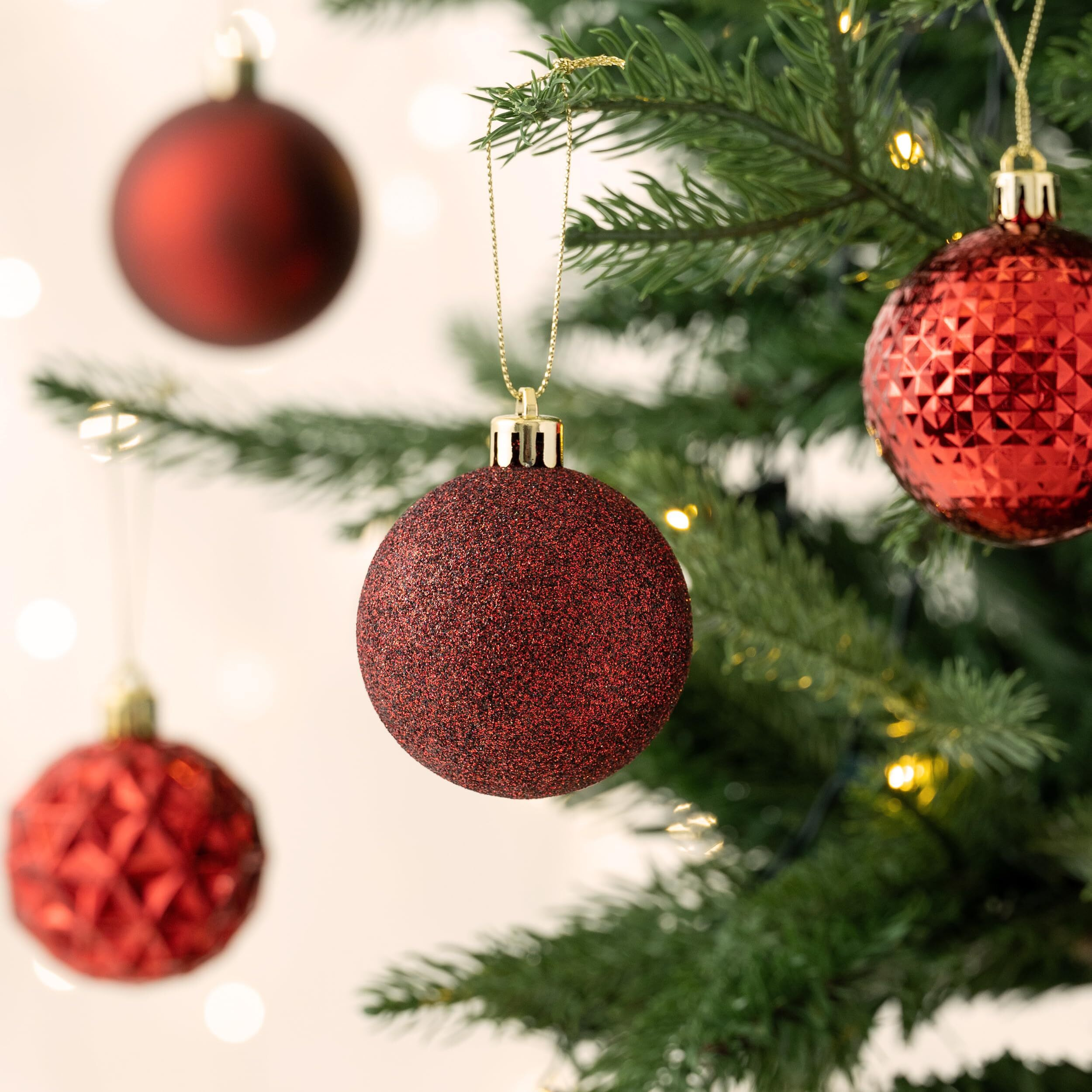 Valery Madelyn Christmas Tree Decorations Ornament Set For Fall Halloween Decor, 50Ct Burgundy Red Shatterproof Christmas Ball Ornaments Bulk, 2.36 Inches Hanging Decor For Xmas Holiday Party