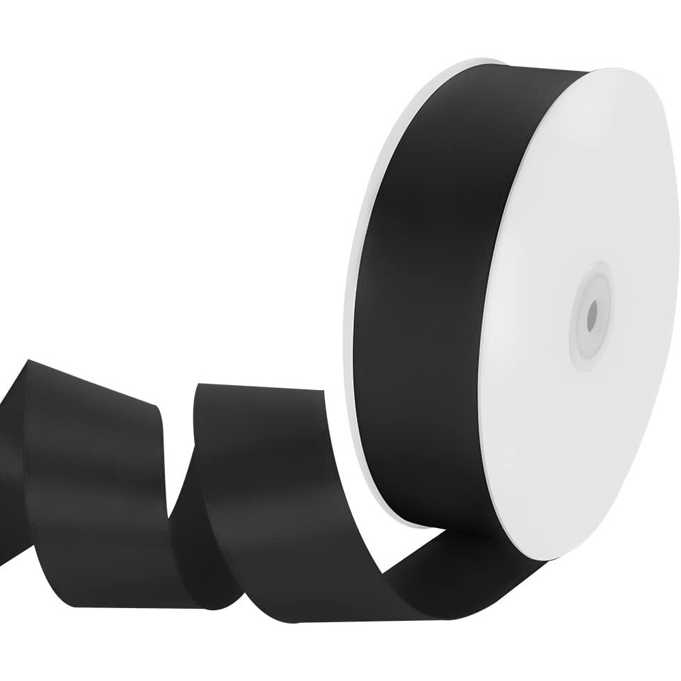 Isaspire 1-1/2"" Width X 100 Yards Satin Ribbon, Black Ribbon Perfect For Diy Craft, Bows, Gift Wrapping, Flower Bouquet, Valentine's Day, Christmas And Halloween Party Decoration