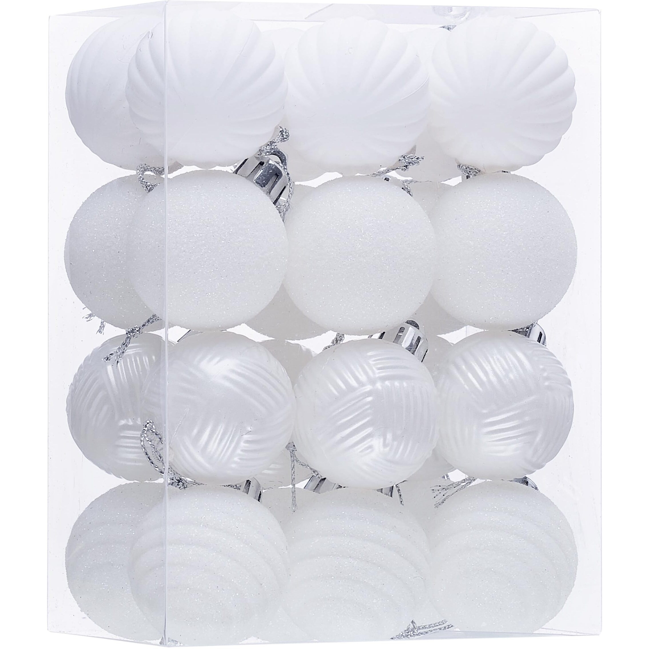 Valery Madelyn 1.6"" Halloween Ornaments Christmas Tree Decorations Set, 24Ct White Shatterproof Ball Ornaments For Xmas Holiday Party, Hanging Ornaments For Tree In Medium Size
