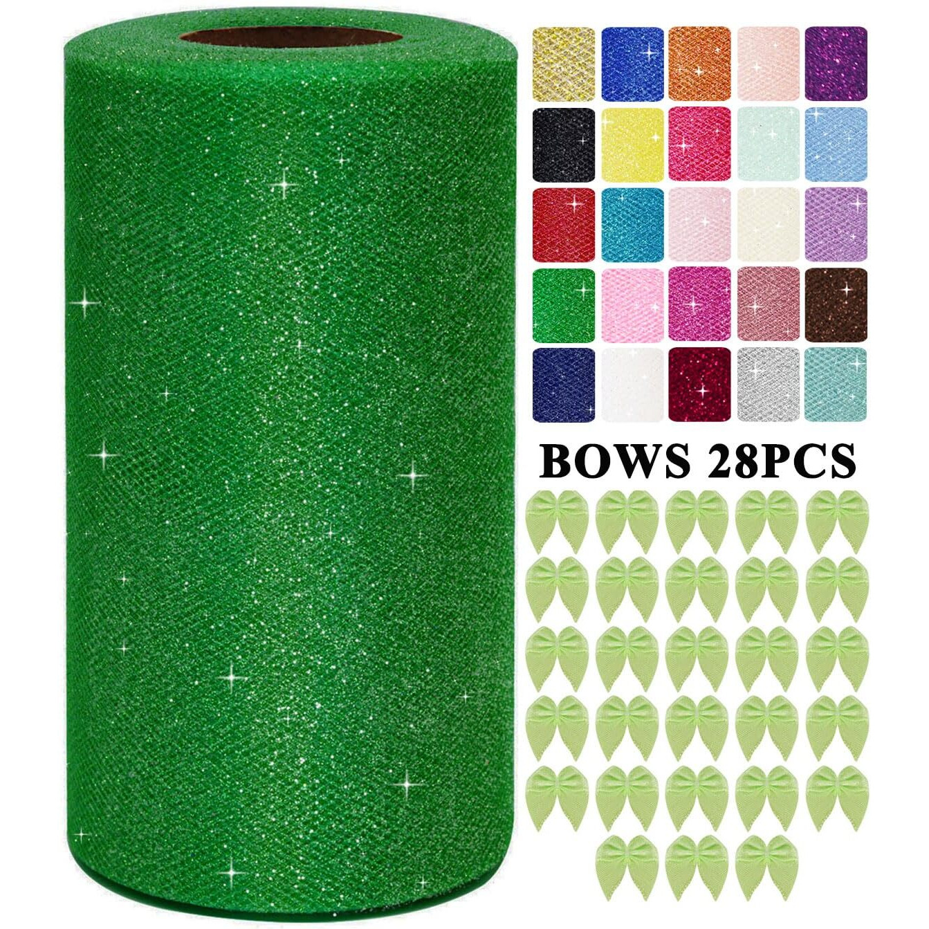 Emerald Green Glitter Tulle Rolls 6 Inch By 50 Yards Sparkle Fabric Ribbon For Christmas Gift Wrapping Diy Tutu Skirt Sewing Bow Wedding Decorations Halloween Craft Supplies
