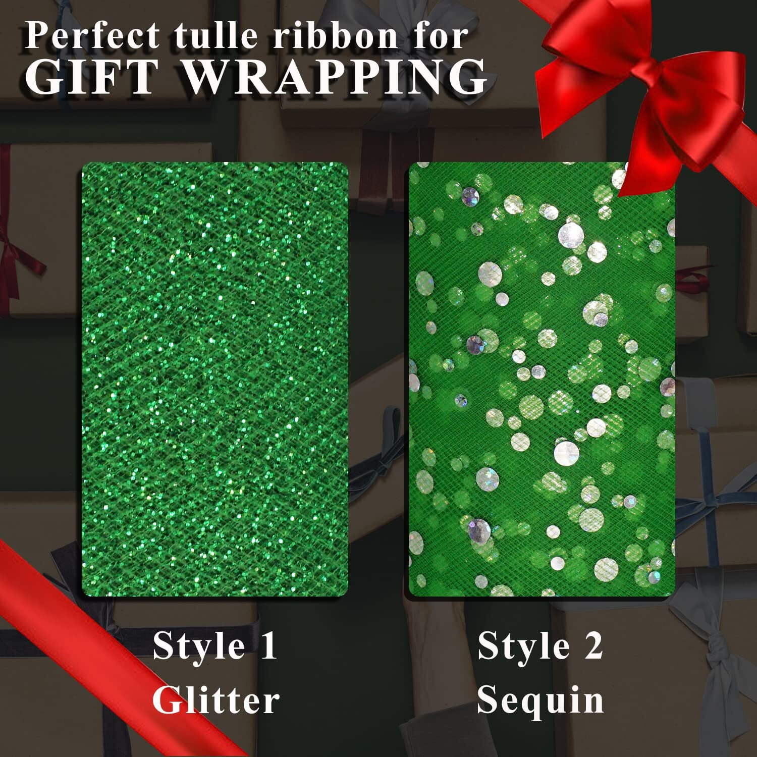 Emerald Green Glitter Tulle Rolls 6 Inch By 50 Yards Sparkle Fabric Ribbon For Christmas Gift Wrapping Diy Tutu Skirt Sewing Bow Wedding Decorations Halloween Craft Supplies