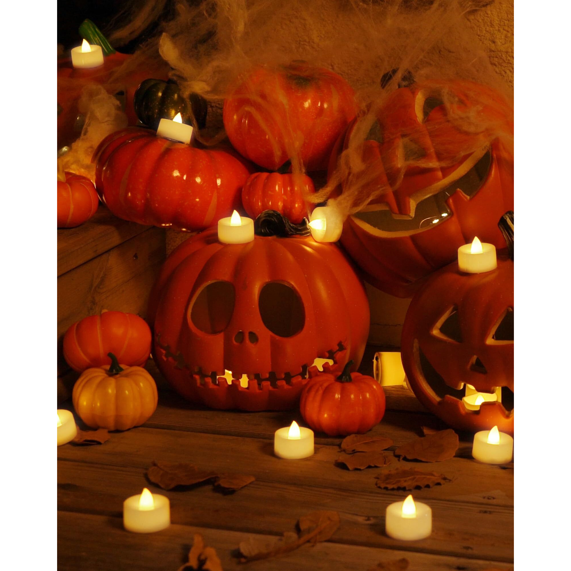 Homemory 12/24/50/100 Pack Flameless Led Tea Lights Candles Battery Operated, 200+Hours Electric Tealights For Votive, Halloween, Pumpkin, Ofrenda, Diya, Table Decor, Funeral, Christmas, 24 Pack