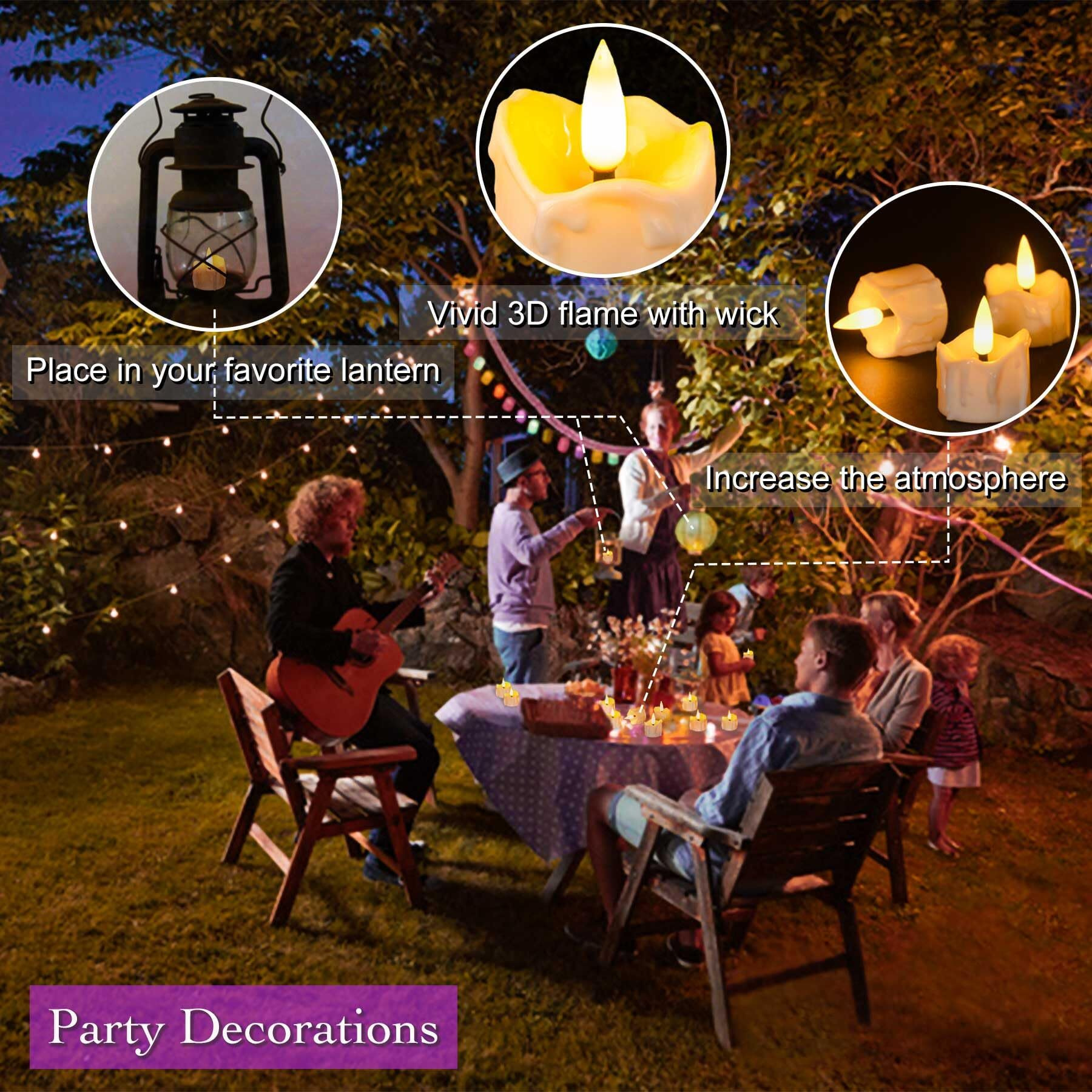 Singtok 12 Pack Timer Tea Light Battery Operated, Flameless Flickering Led Timer Votive Tealight Fake Candles Bulk For Christmas Halloween Decorations