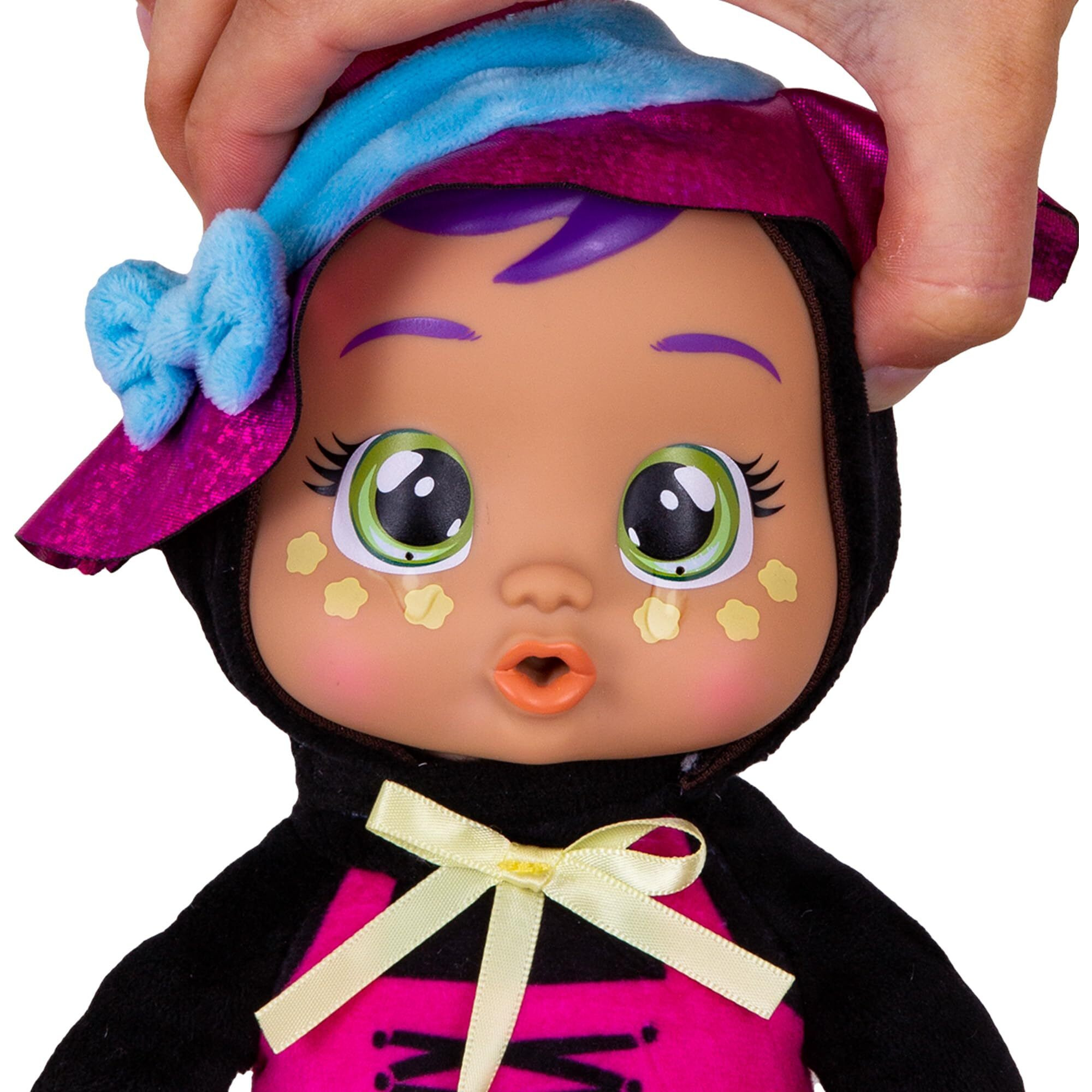 Cry Babies Tiny Cuddles Halloween Blair - 9"" Baby Dolls, Cries Real Tears, Purple And Blue Witch Themed Pajamas