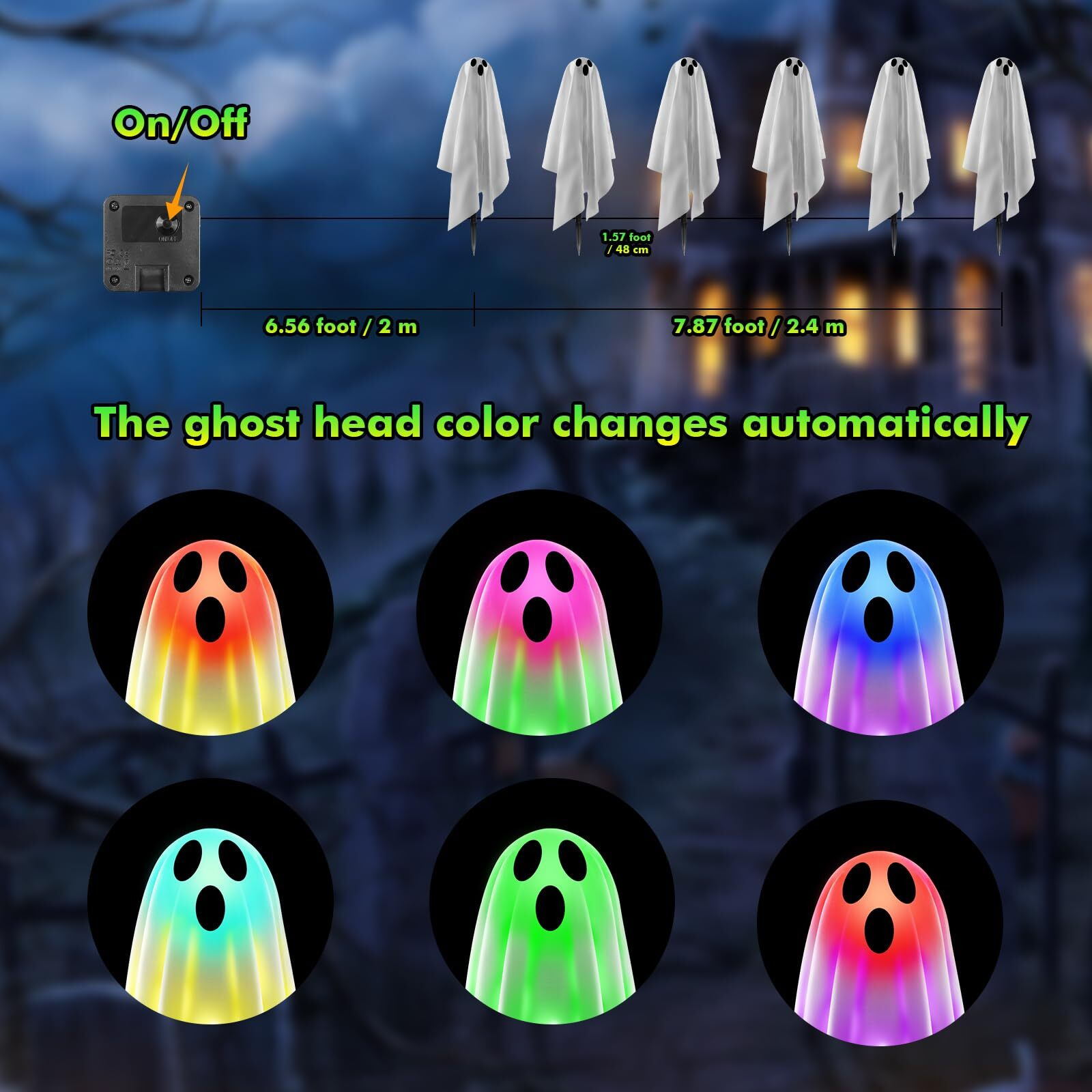 Betrihyes 6Packs Halloween Ghost Decorations Outdoor,Spooky Cloth Ghosts Decor For Halloween Scary Party Gifts,Solar Halloween Ghost Lights For Yard/Lawn/Patio/Holiday/Porch Decor