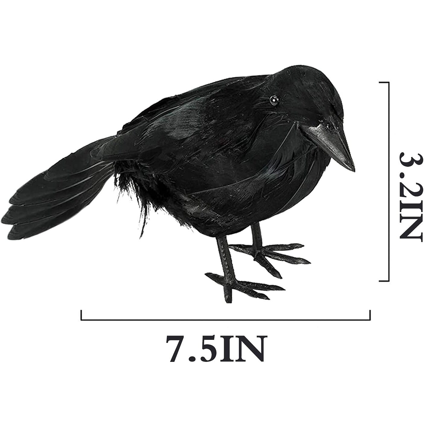 Moonear 2 Pcs Halloween Realistic Black Feather Crows Lifelik Ravens Halloween Party Outdoor Decorations Birds Prop